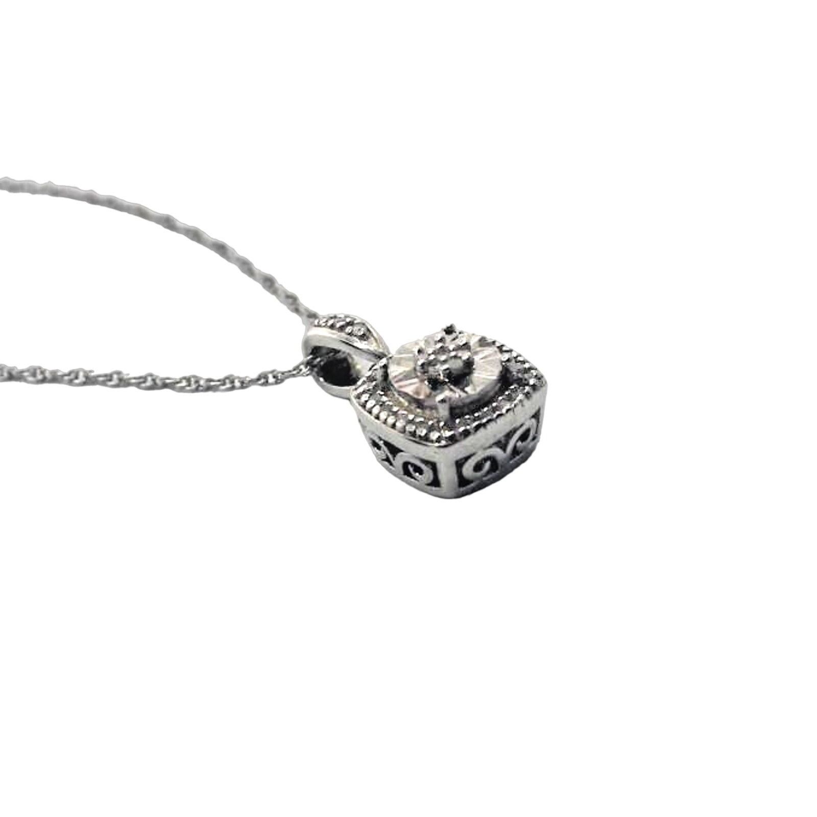 Other Illusion Genuine Diamond Sterling Necklace and Chain • 17" Size ONE SIZE - 3 Thumbnail