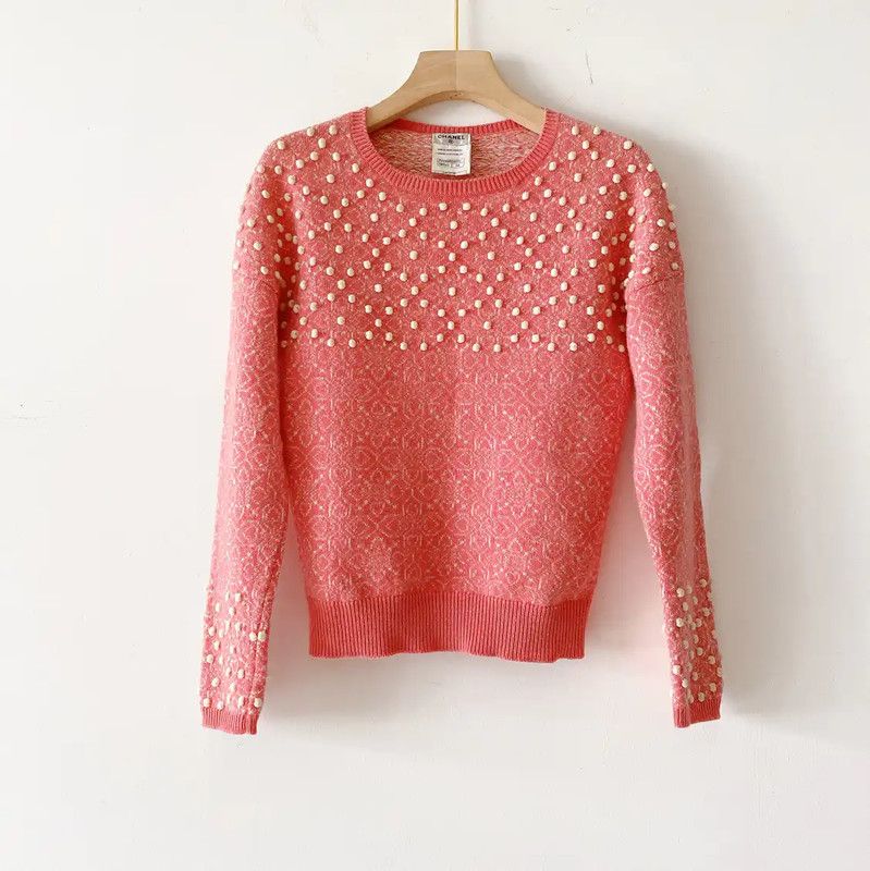 Chanel Chanel Red Cashmere Long Sleeve Sweater 0089 Size S / US 4 / IT 40 - 1 Thumbnail