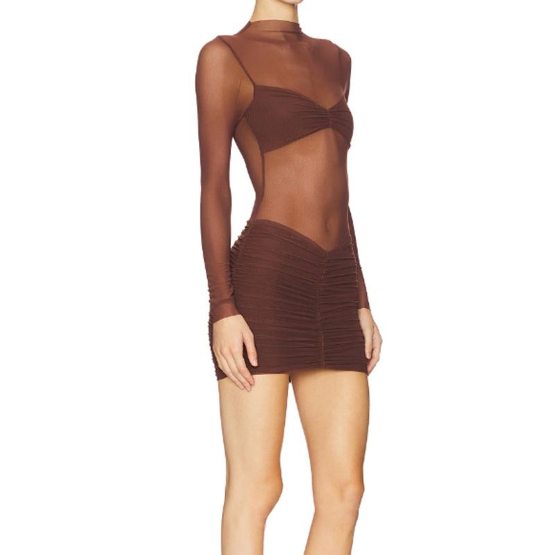 superdown Superdown Carolina Mini Dress in Chocolate, Size XXS Size XXS / US 00 / IT 34 - 2 Thumbnail
