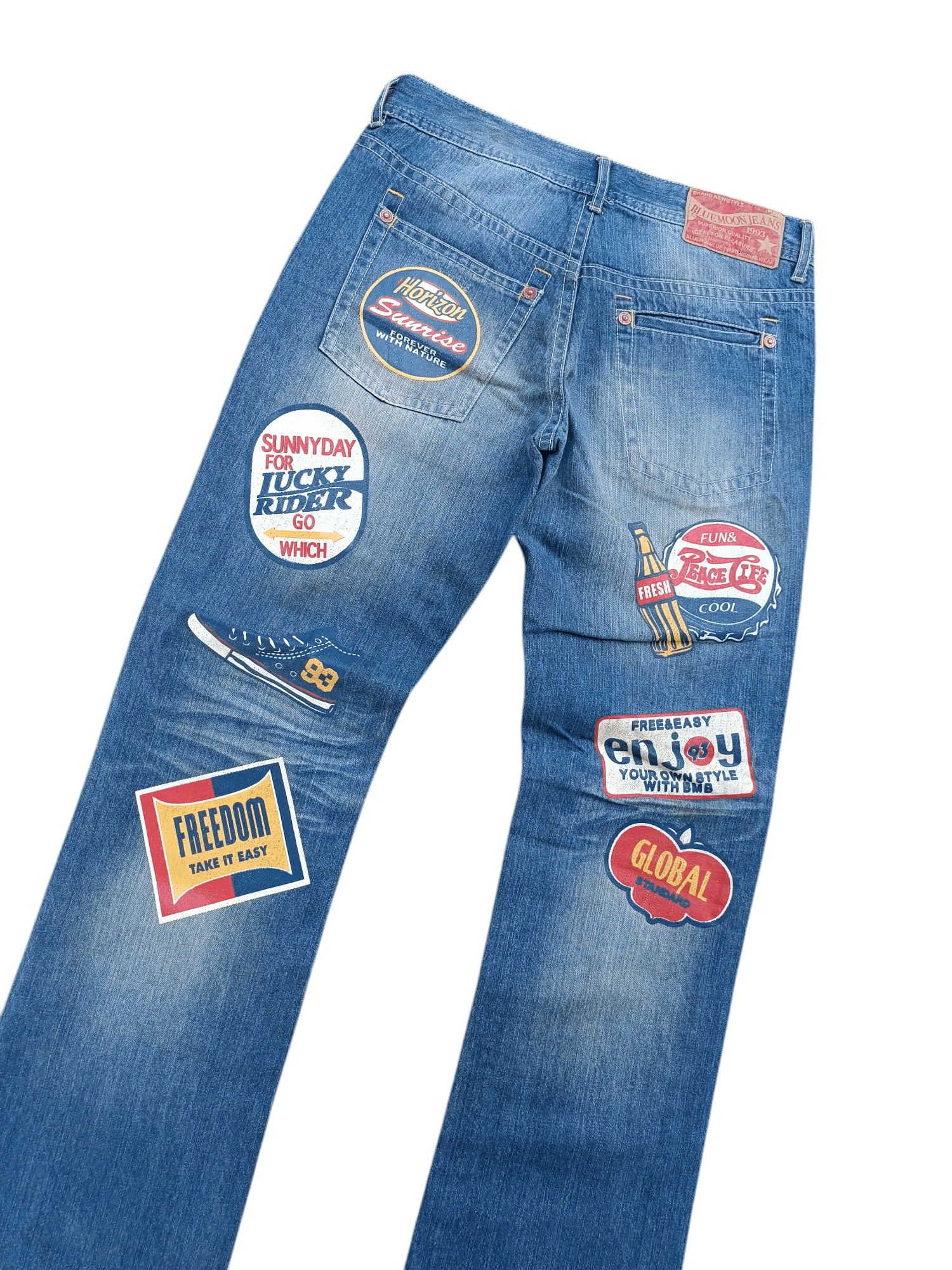 Designer × Japanese Brand × Vintage VINTAGE BLUE MOON BLUE FLORIDA 93 SURFING PAINT DESIGN DENIM Size US 32 / EU 48 - 2 Thumbnail