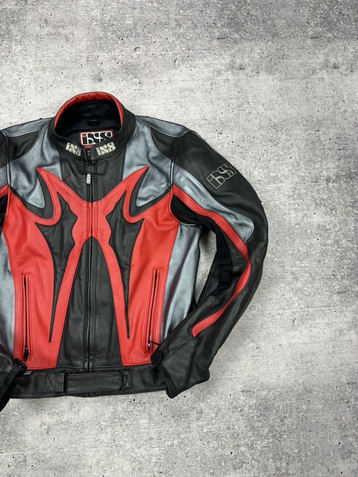 Genuine Leather × Vintage Vintage IXS Y2K Leather Reflective Racing Moto Bomber Jacket Size US M / EU 48-50 / 2 - 4 Thumbnail