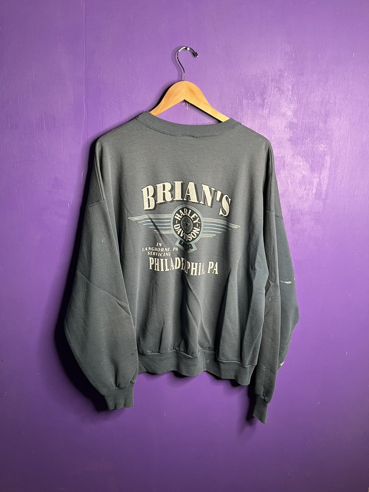 Harley Davidson × Vintage Vintage 90s Harley Davidson Eagle paint splatter crewneck Size US XXL / EU 58 / 5 - 2 Thumbnail