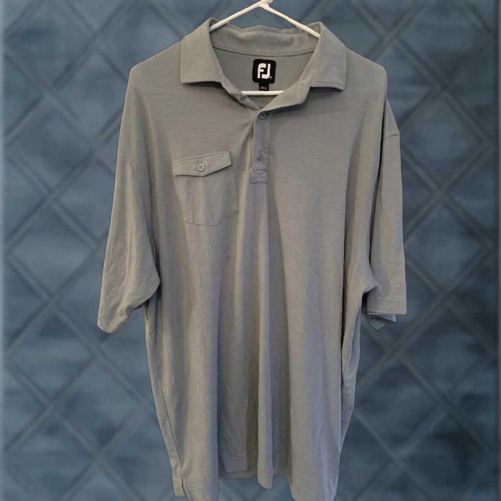 Footjoy FootJoy Polo Solid Pocket Golf Shirt B Gray Men’s XL Shirt Men Gray Polo Pocket Logo Modern Designer FootJoy Mens XL Polo Shirt Gray Size US XL / EU 56 / 4 - 1 Thumbnail