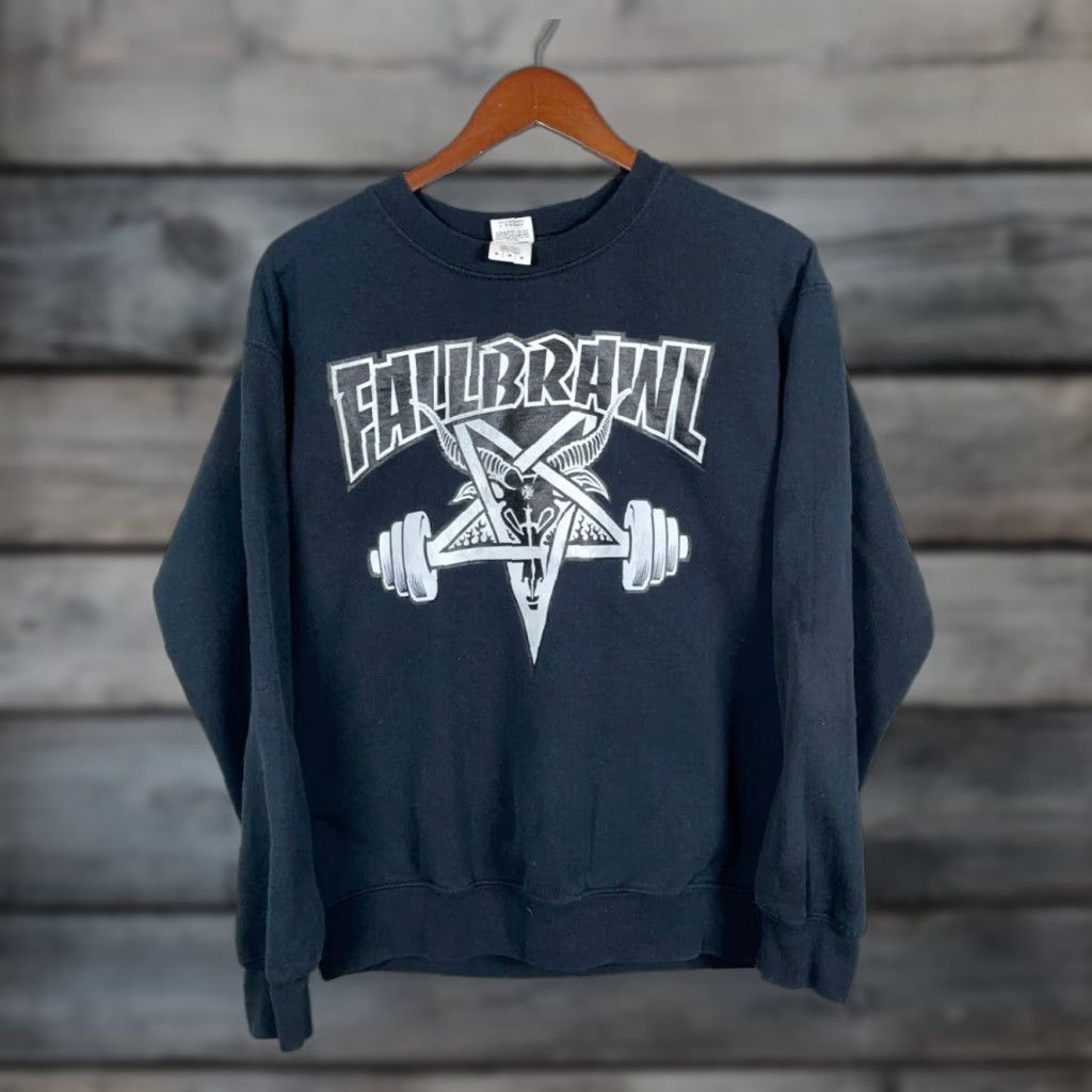Gildan Gildan Fallbrawl Star Horns Print Sweatshirt Black Crewneck Adult Medium Men Regular Graphic Print Gothic Metal Style Size US M / EU 48-50 / 2 - 1 Thumbnail