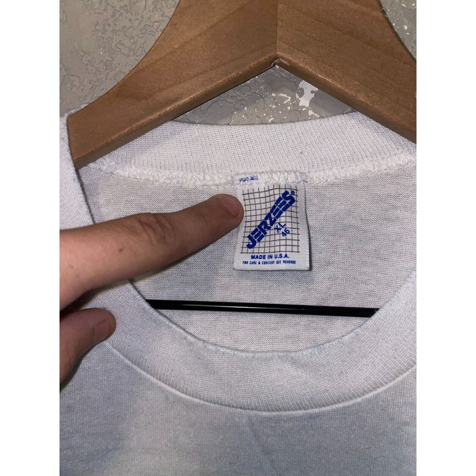Jerzees 1990 Las Vegas NV Palm Tree Graphic Blue White Shirt VTG 90s Size US XL / EU 56 / 4 - 9 Thumbnail