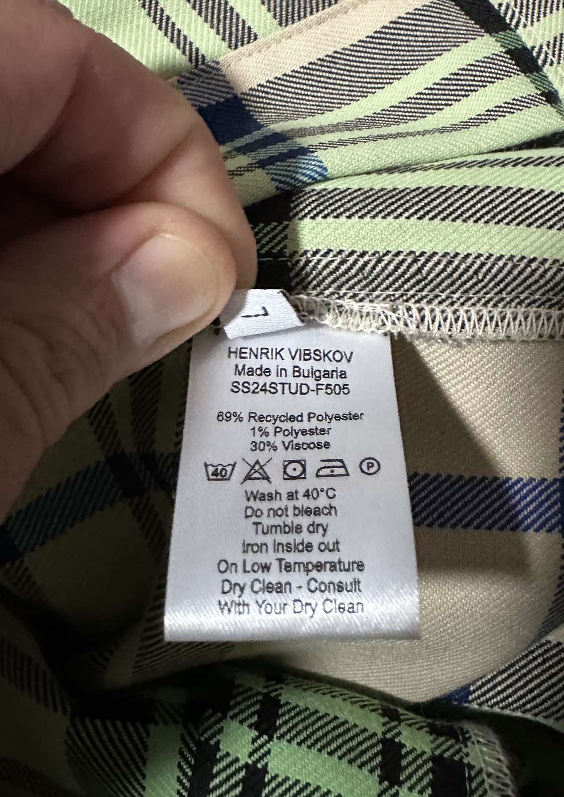 Henrik Vibskov Post Pant in Mint Beige Checks - green, beige, blue Size 30" / US 8 / IT 44 - 6 Thumbnail
