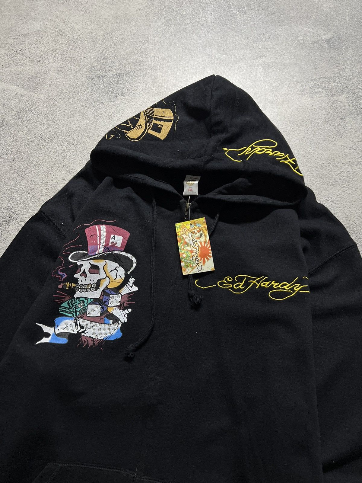 Ed Hardy Vintage Y2k Ed Hardy Skull ☠️ New Zip Hoodie 00’s Size US XXL / EU 58 / 5 - 4 Thumbnail