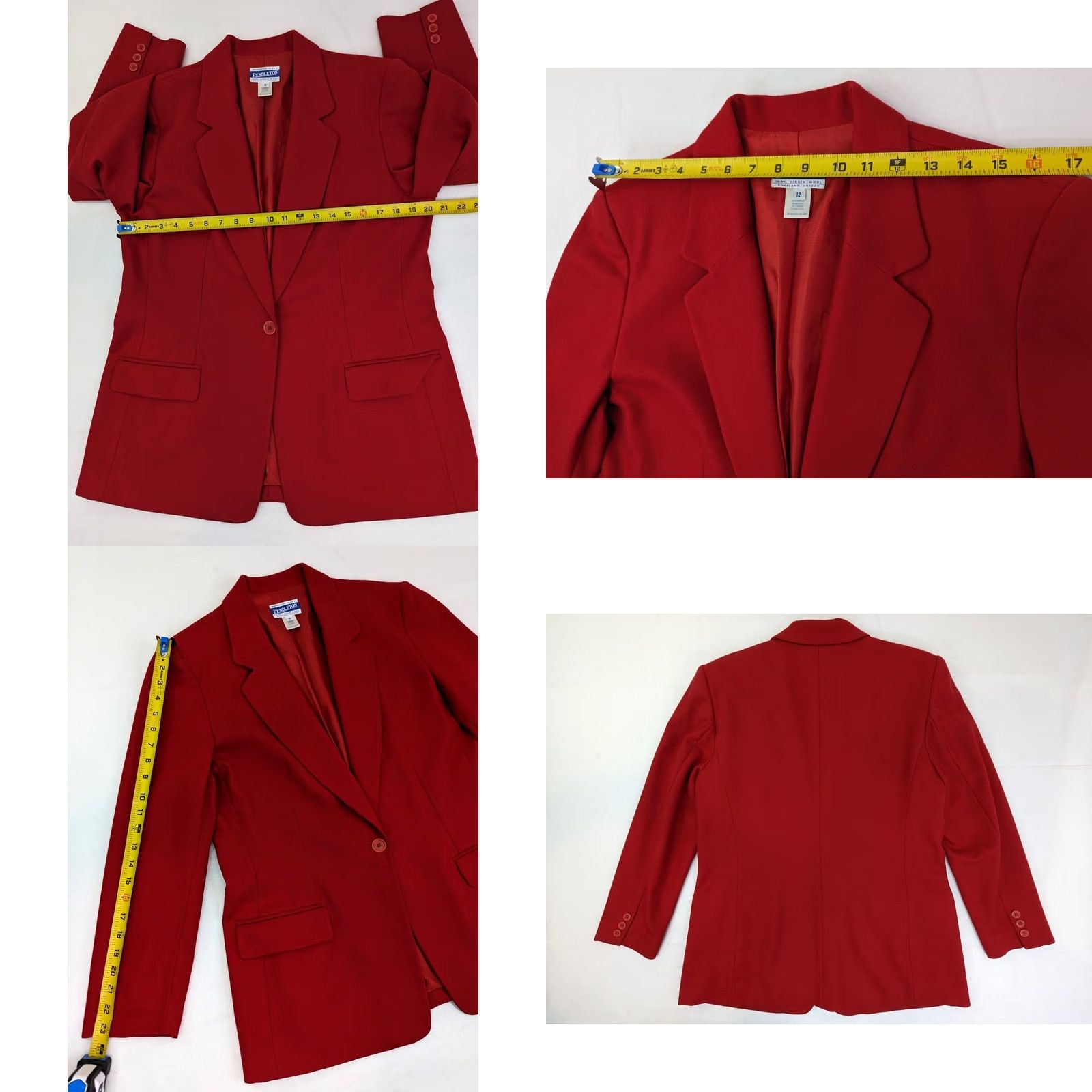 Pendleton Pendleton Blazer Jacket WOMENS 12 Red Wool Check Mid-Length Button Vintage: No (Keep as original) Size XL / US 12-14 / IT 48-50 - 8 Thumbnail