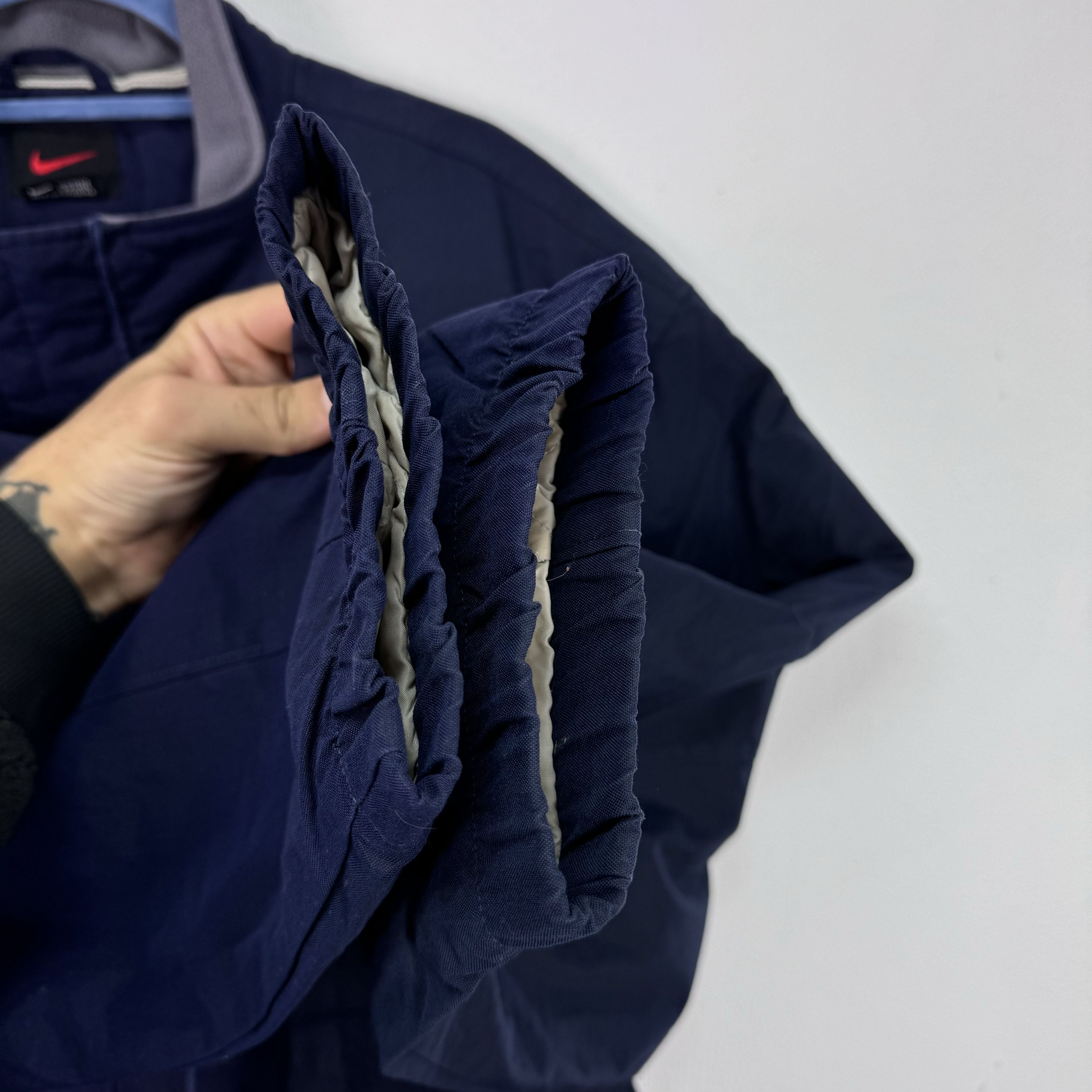 Nike × Vintage NIKE VINTAGE LONG JACKET NAVY DOUBLE SWOOSH 90S Size US XL / EU 56 / 4 - 5 Thumbnail