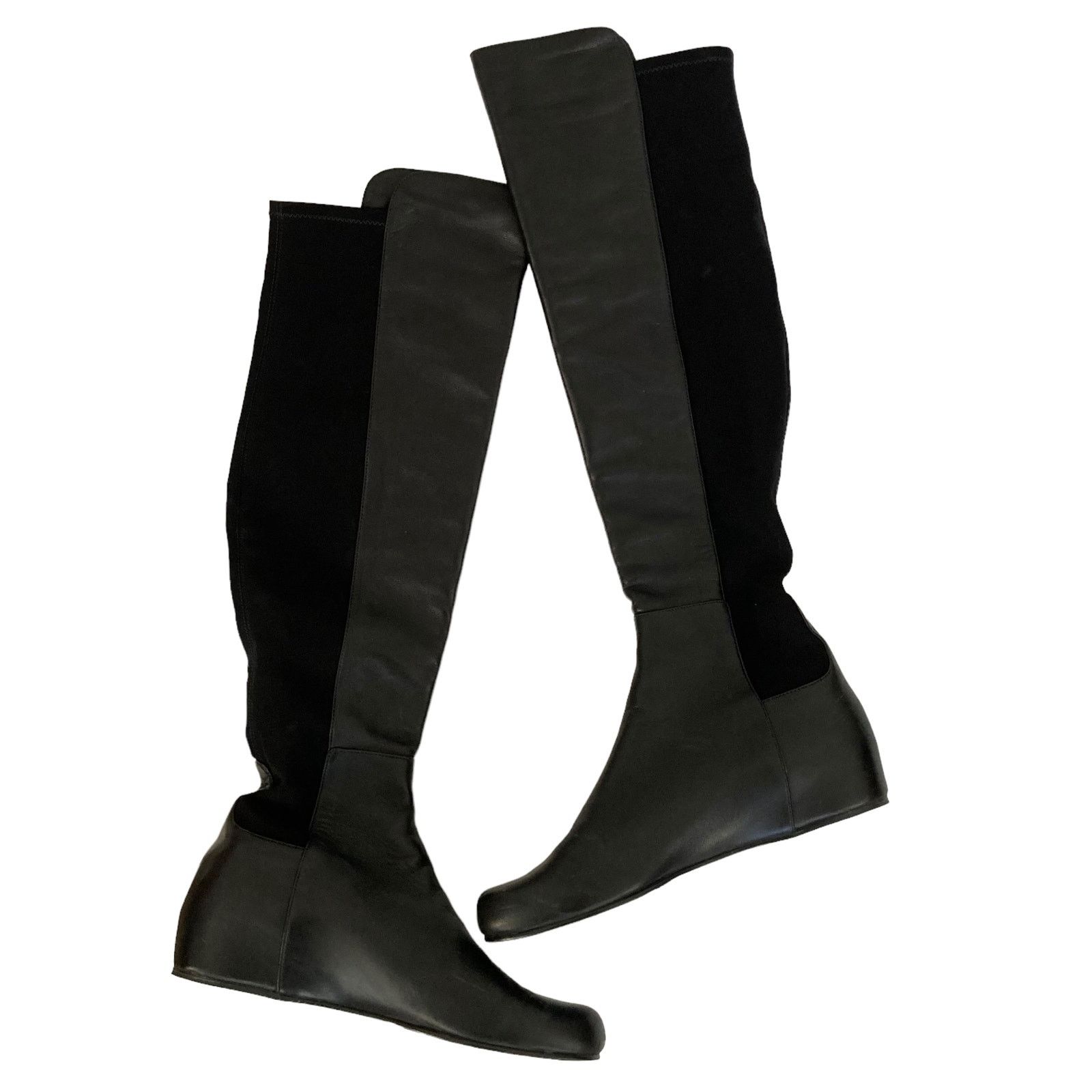 Stuart Weitzman Stuart Weitzman Black Leather Wedge Tall Boots Sz 10.5 Size US 10.5 / IT 40.5 - 2 Thumbnail