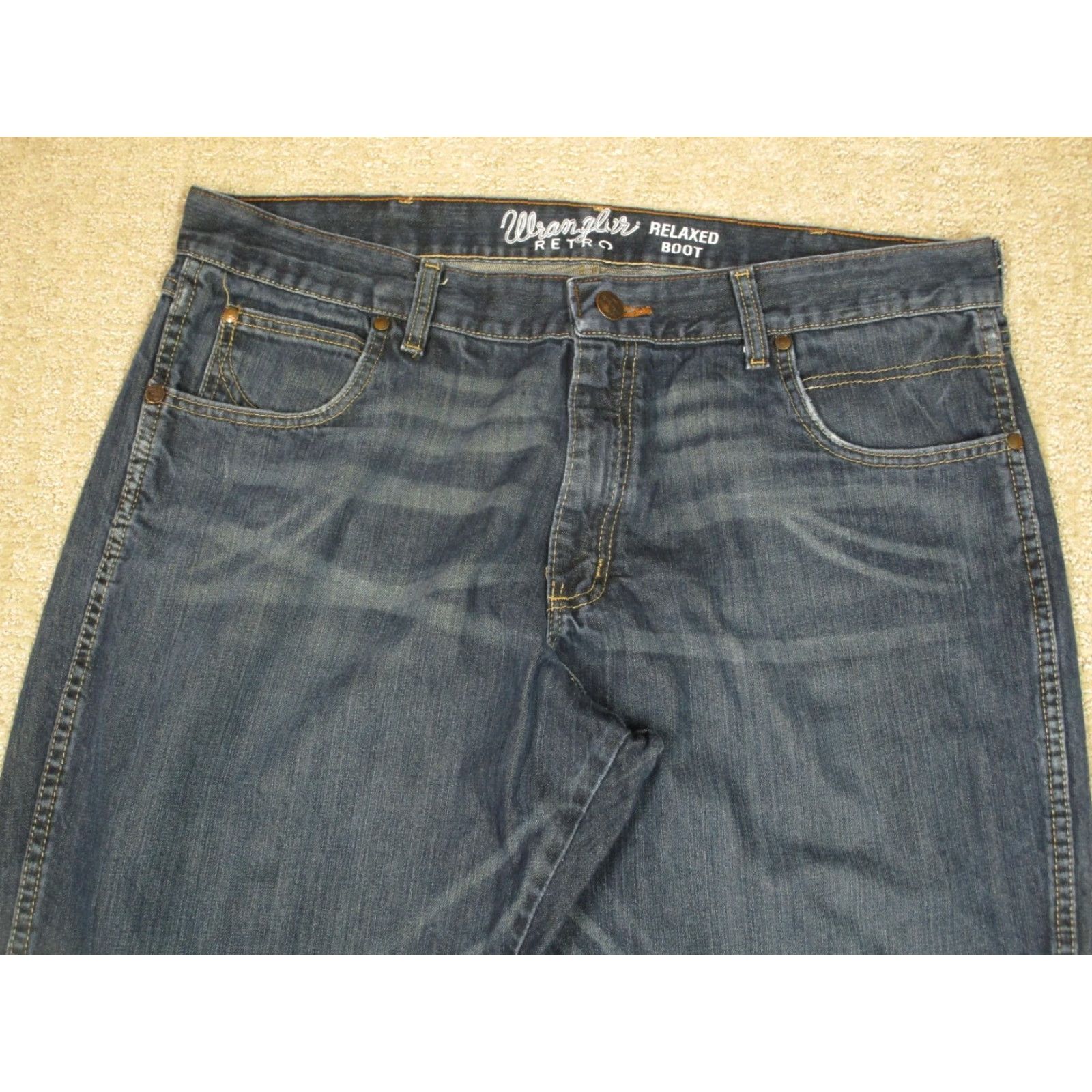 Wrangler Wrangler Retro Jeans Mens 38x32 Blue Bootcut Western Denim Jeans 5-Pocket Dark Wash Pants Jeans Mens Size US 38 / EU 54 - 2 Thumbnail
