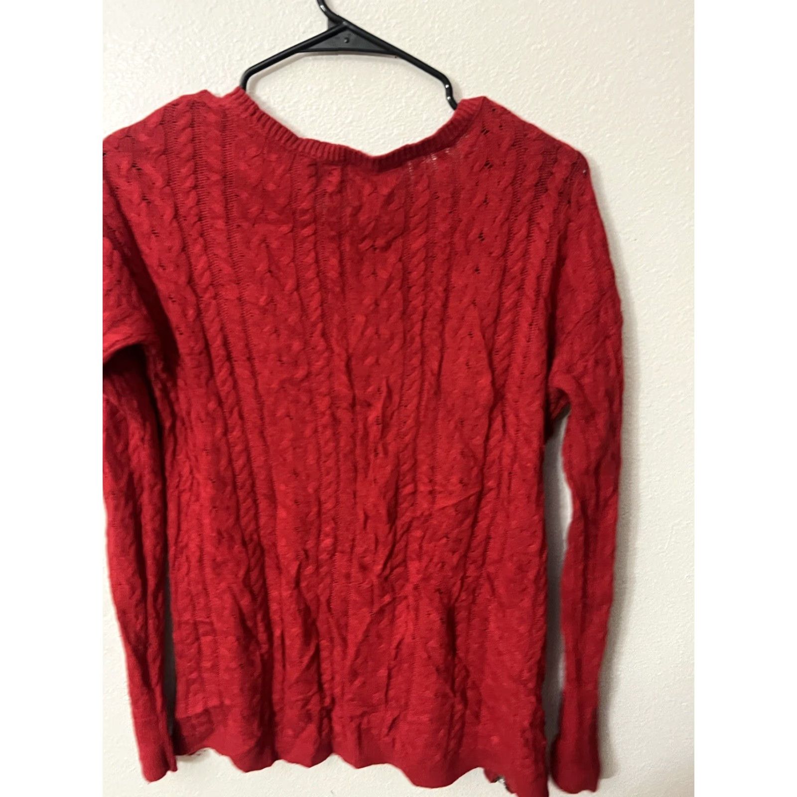 American Eagle Outfitters American Eagle Outfitters Cable Knit Sweater Women Large Red Cotton Blend Pullover Cable-Knit Christmas College Preppy Womens Size L / US 10 / IT 46 - 2 Thumbnail