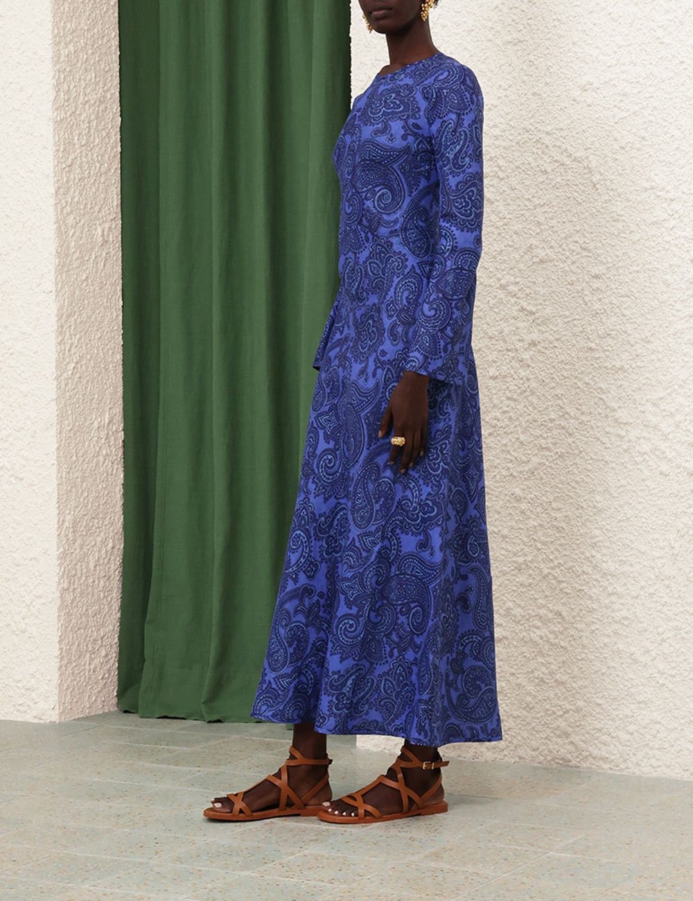 Zimmermann oc11z0525 Ottie Bias Backless Midi Dress in Blue Size M / US 6-8 / IT 42-44 - 3 Thumbnail