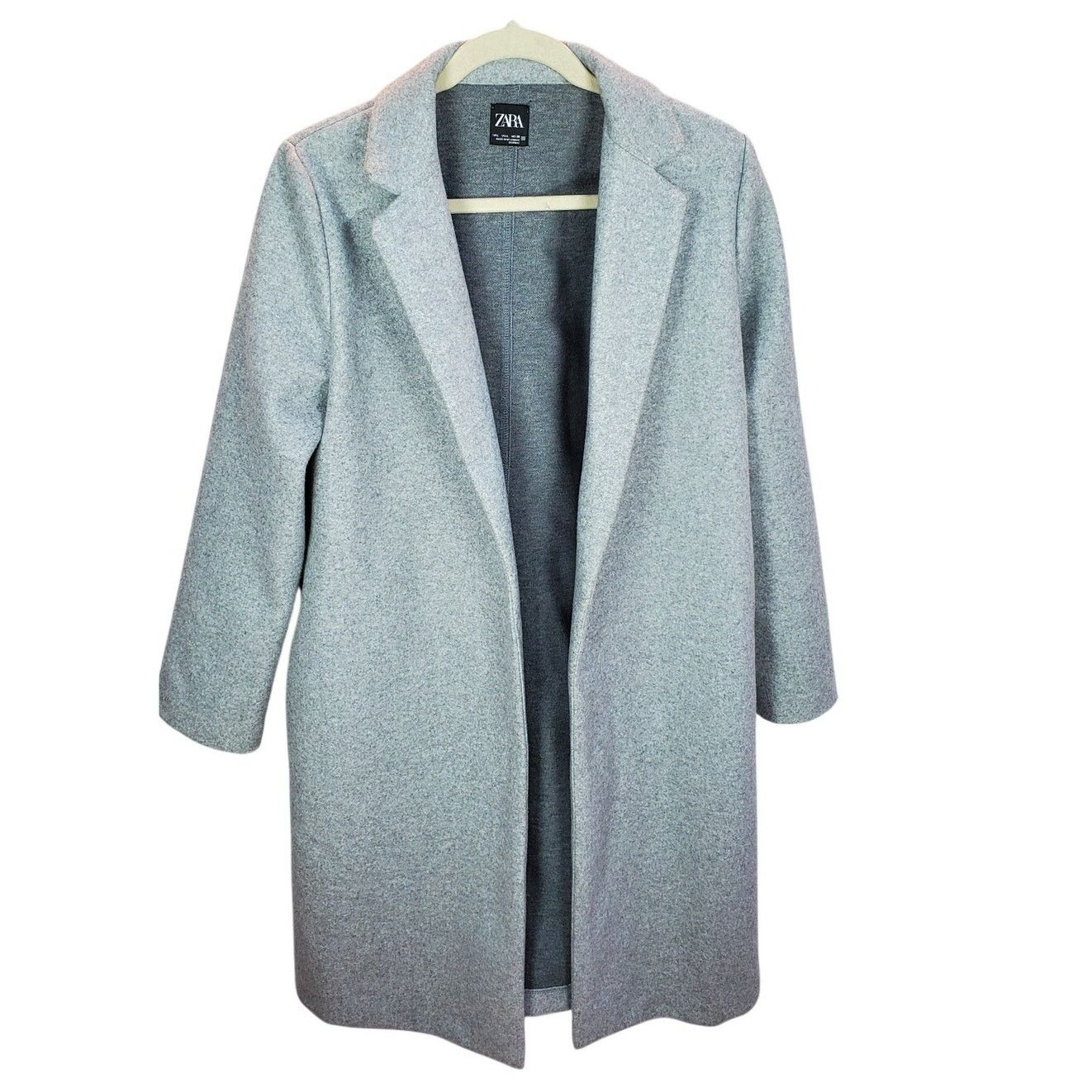 Zara Zara Grey Overflap Open Front Coat Jacket Large Size L / US 10 / IT 46 - 1 Thumbnail