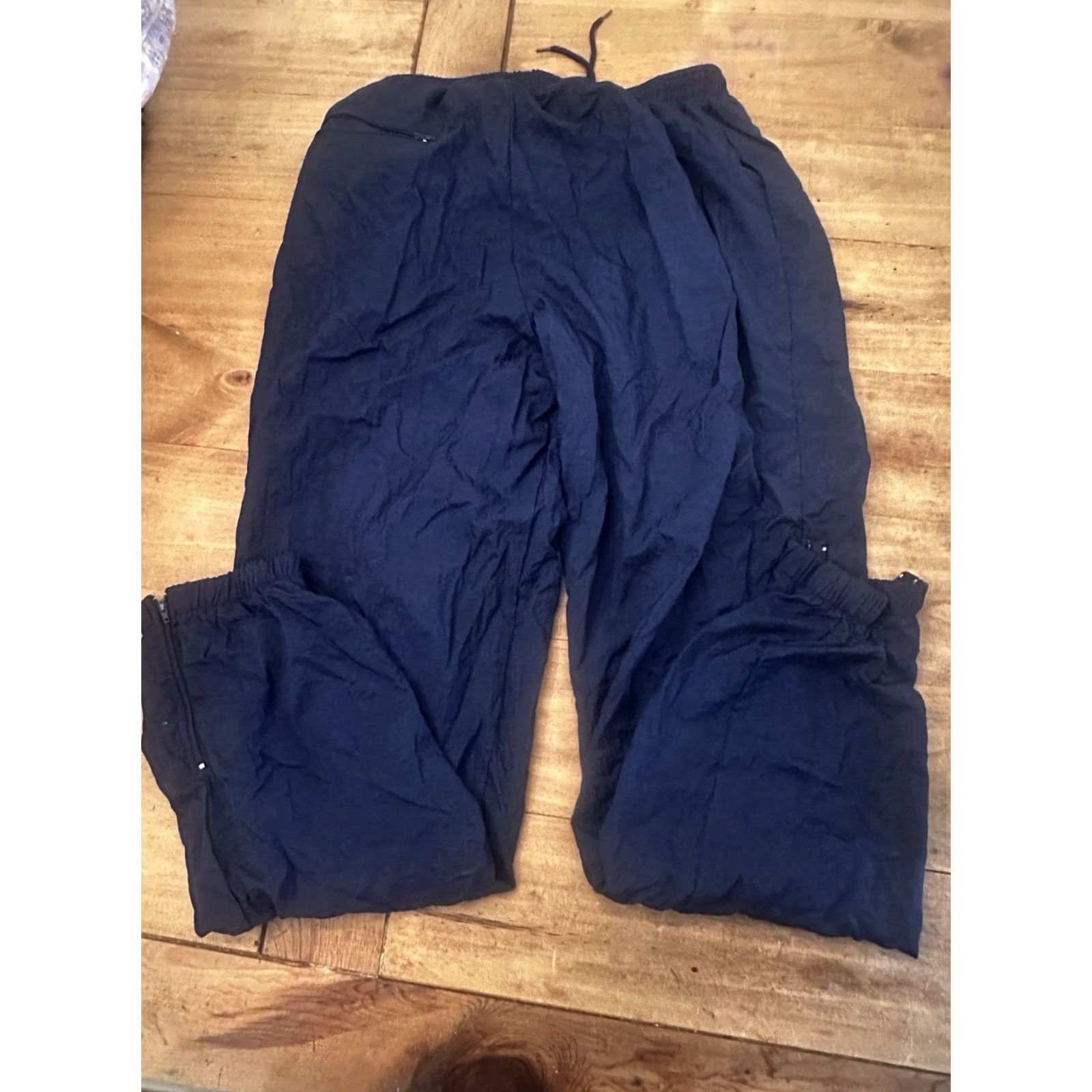 Jockey VINTAGE XL Jockey Windbreaker Pants Navy Blue Elastic Waist Pockets Ankle Zip Unisex Adults Size 40" / US 18 - 6 Thumbnail