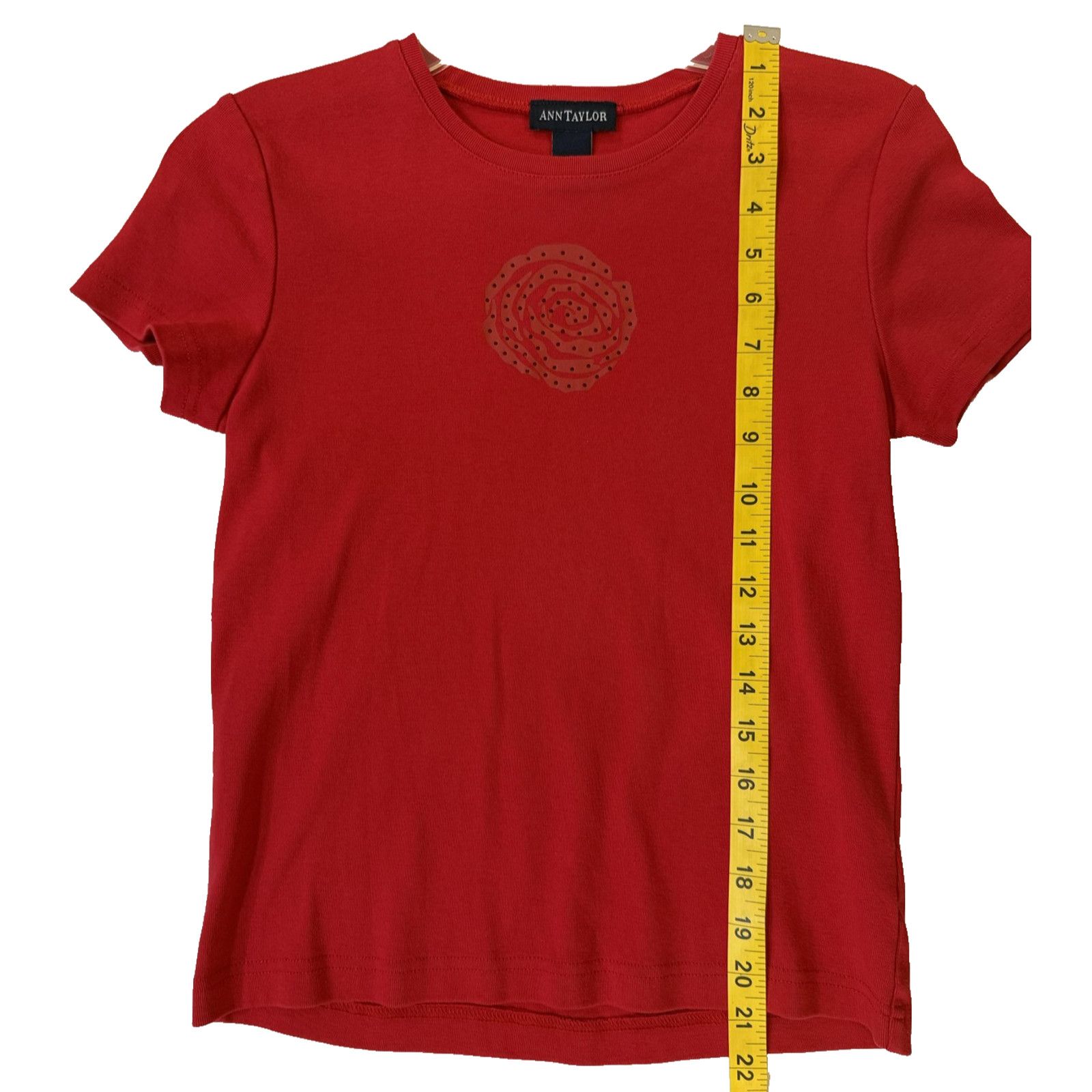 Ann Taylor Vintage Ann Taylor Tee Womens S Red Rose 100% Cotton USA Size S / US 4 / IT 40 - 5 Thumbnail