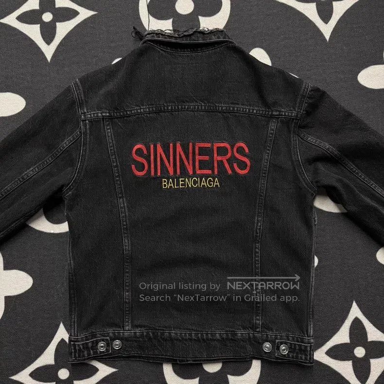 Balenciaga Balenciaga Sinners Embroidered Denim Jacket. Size US M / EU 48-50 / 2 - 3 Thumbnail