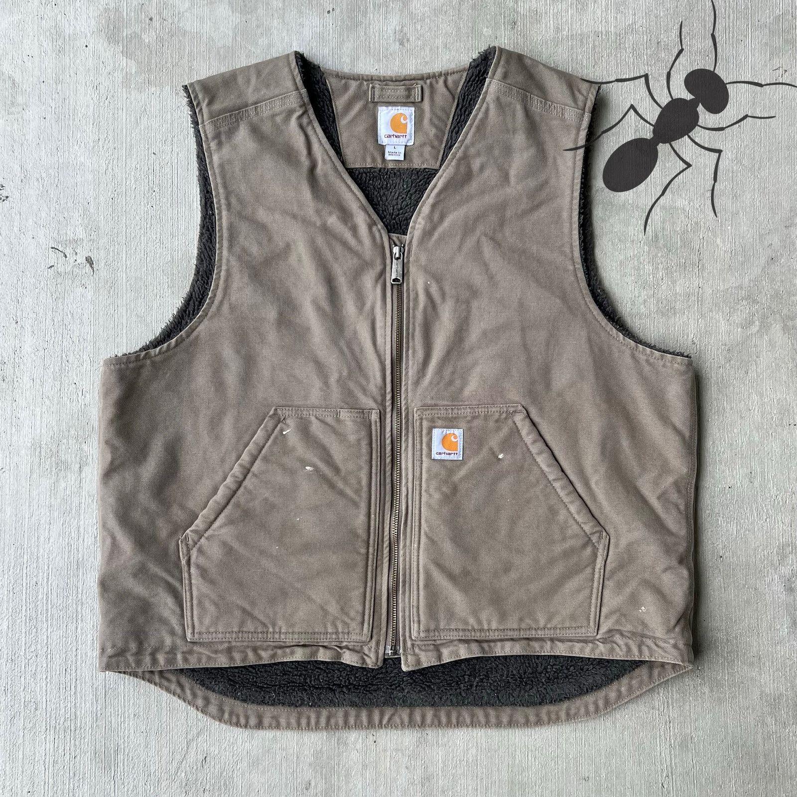 Carhartt × Vintage Carhartt green/brown sherpa work wear vest Size US L / EU 52-54 / 3 - 1 Thumbnail