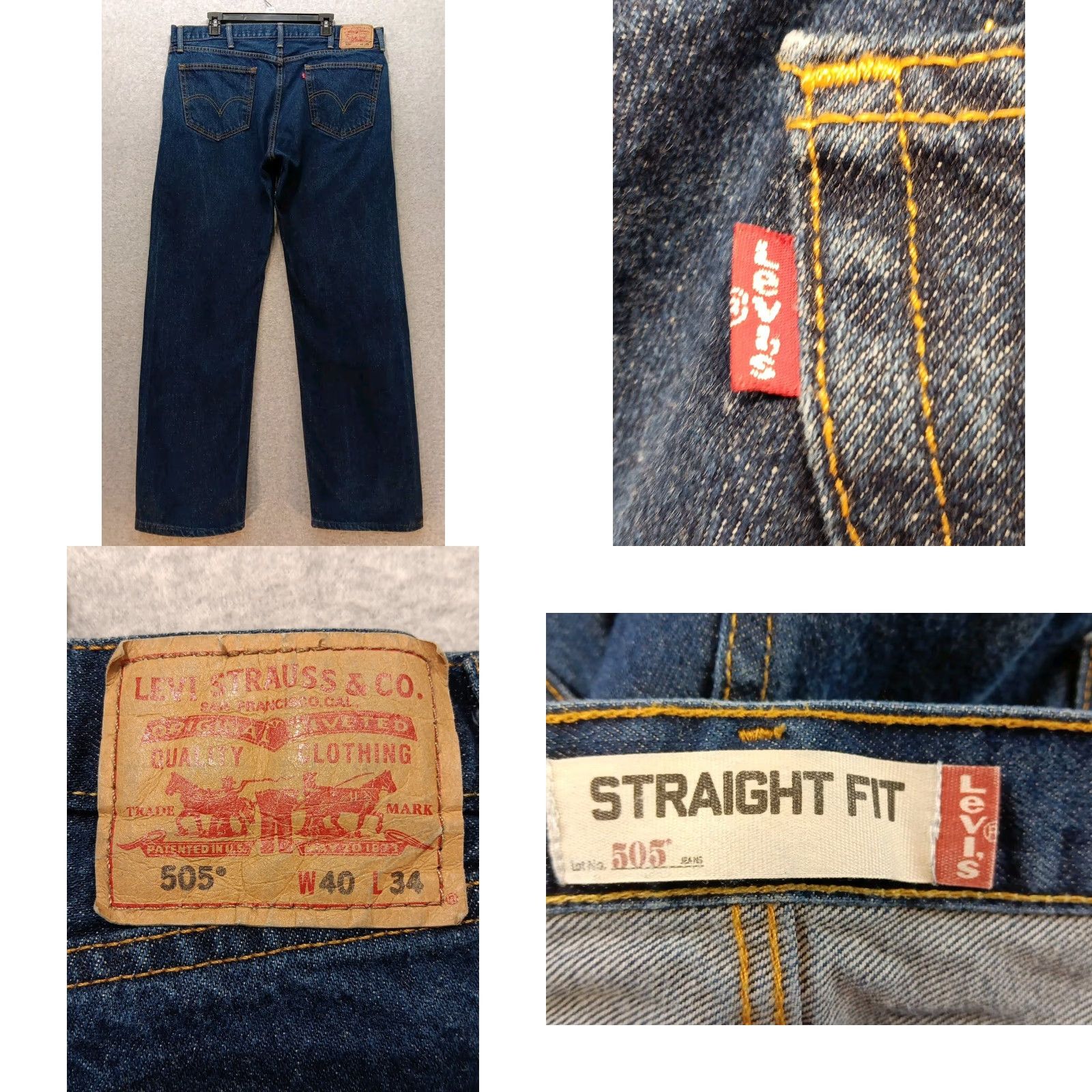 Levi's Levi's Jeans 505 Straight Men's 40x34 Dark Blue Denim 5-Pocket Logo EUC Size US 40 / EU 56 - 8 Thumbnail