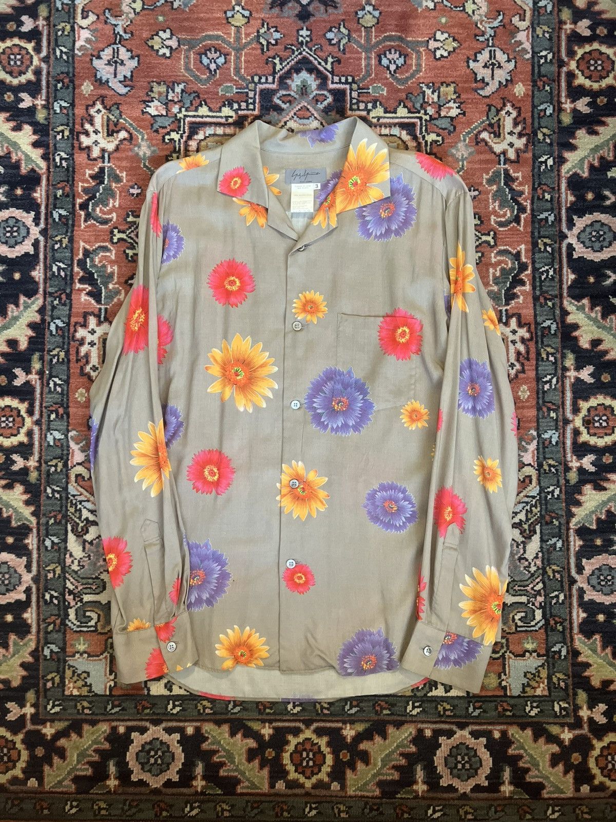 Yohji Yamamoto Yohji Yamamoto Pour Homme SS02 Rayon Floral Print Button Up Size US L / EU 52-54 / 3 - 1 Thumbnail