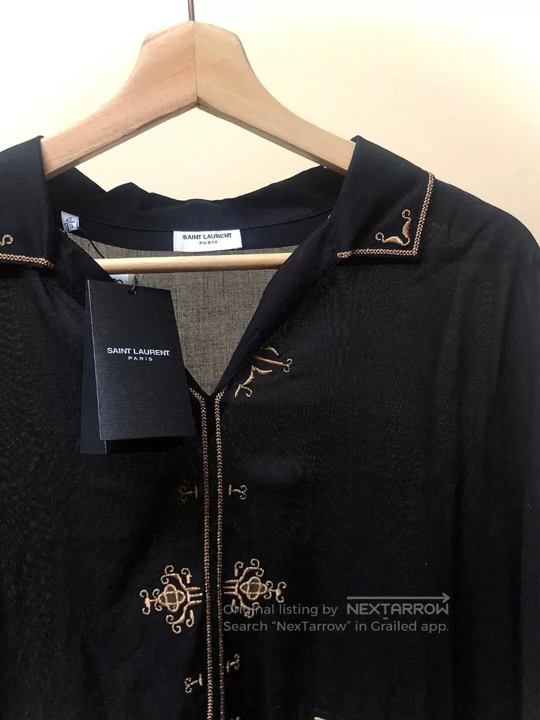 Saint Laurent Paris Saint Laurent Black Gold Embroidery Shirt. Size US XXS / EU 40 - 3 Thumbnail