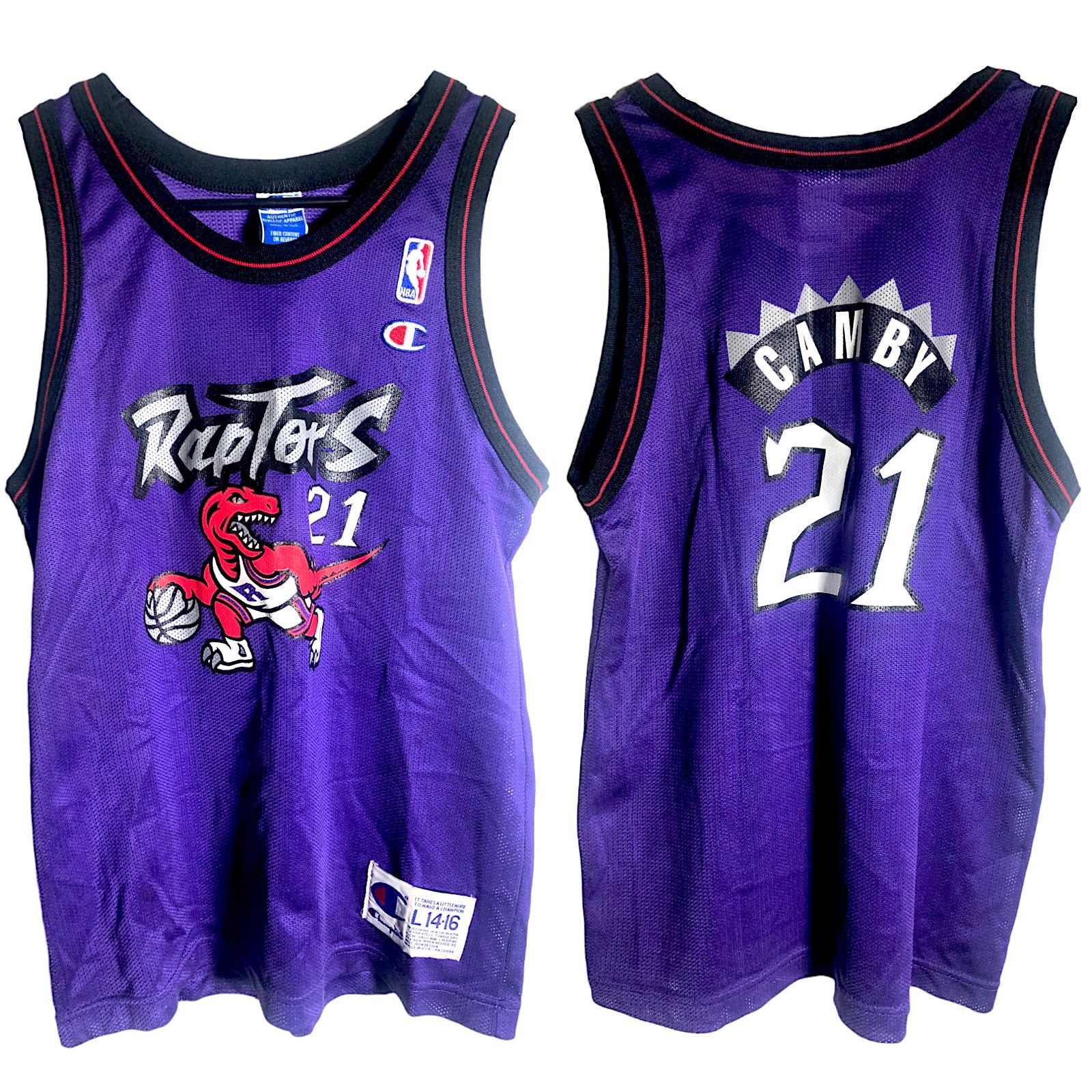 Champion × NBA 1996 Toronto Raptors Marcus Camby Champion Jersey Youth L Size US S / EU 44-46 / 1 - 3 Thumbnail