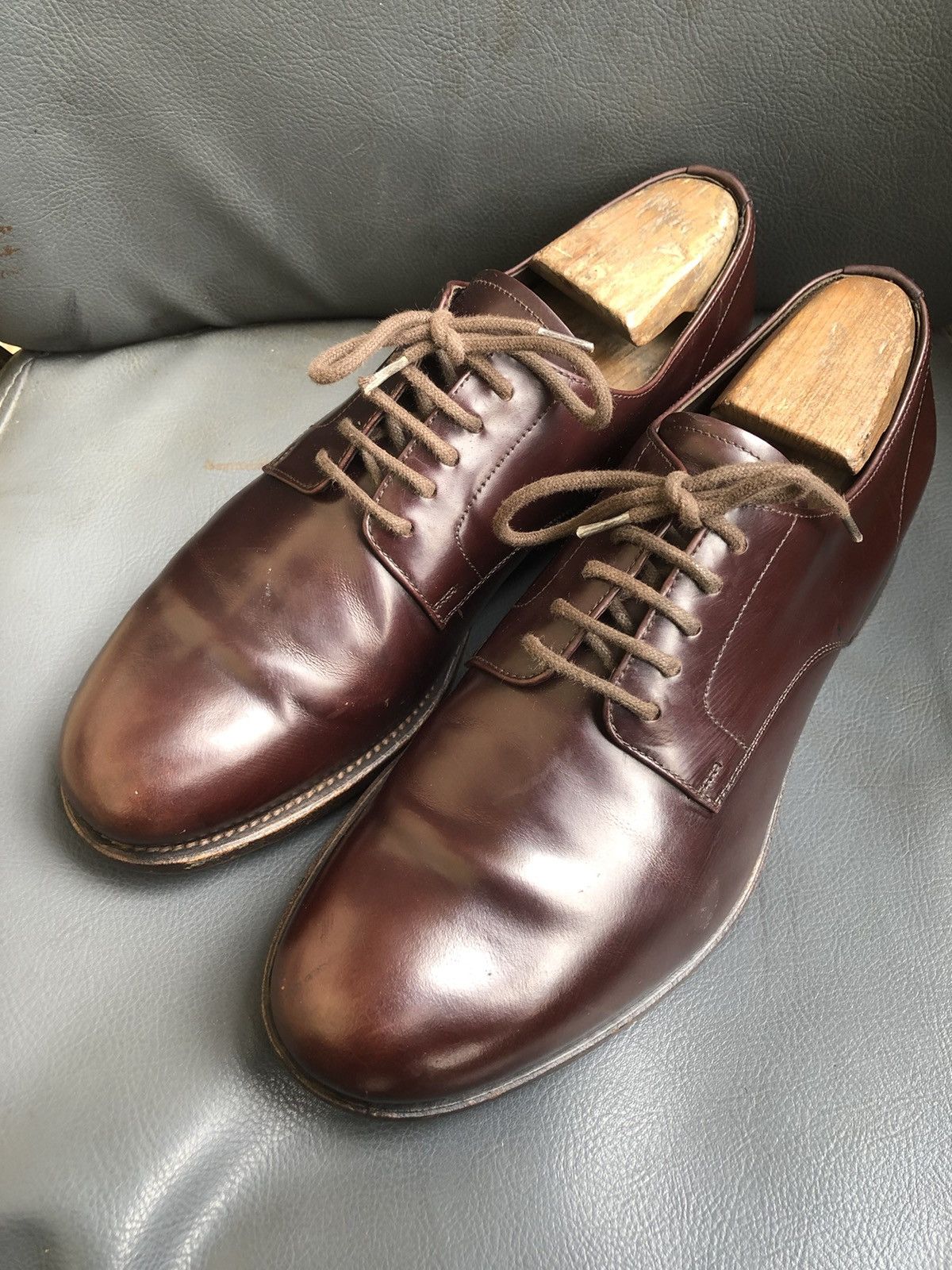 Prada PRADA Brown Leather Men’s Derby Dress shoes Size 7.5 Size US 7.5 / EU 40-41 - 1 Thumbnail