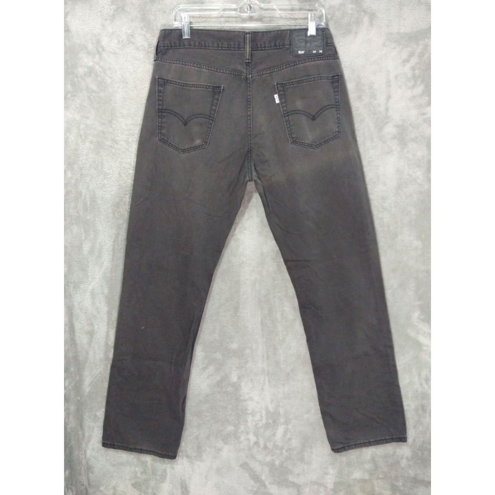 Levi's Levi's 514 Jeans Mens 34x34 Black Denim Slim Straight Mid Rise Dark Wash Stretch Size US 34 / EU 50 - 2 Thumbnail