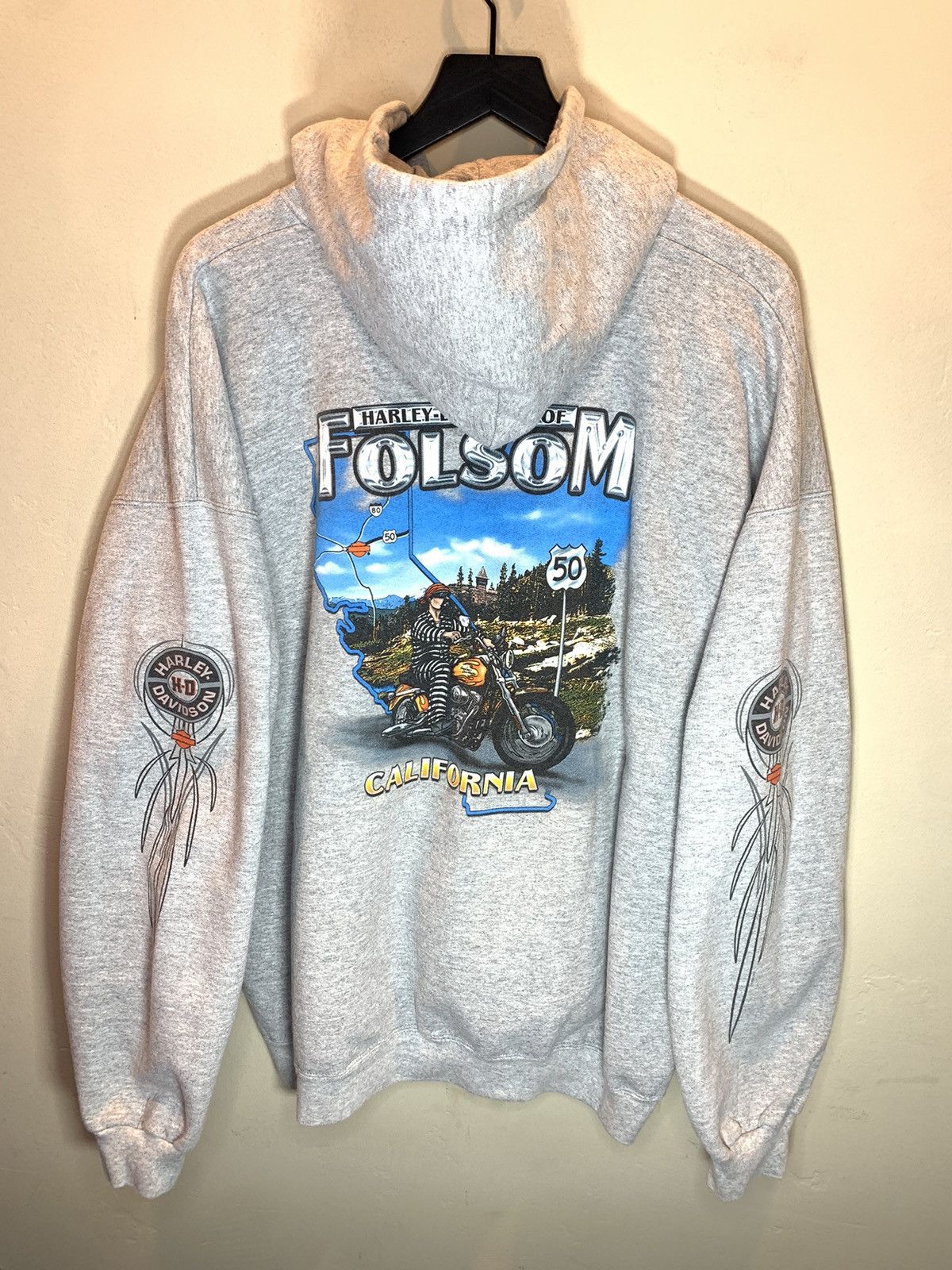 Harley Davidson *RARE* Vintage Harley Davidson Pinstripe Sleeve Zip Hoodie Size US XL / EU 56 / 4 - 2 Thumbnail
