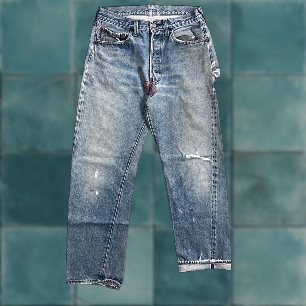 Levi's VINTAGE Levi's 501 Jeans 29 Light Blue 80s Redline Selvedge USA Men Size US 29 - 1 Thumbnail