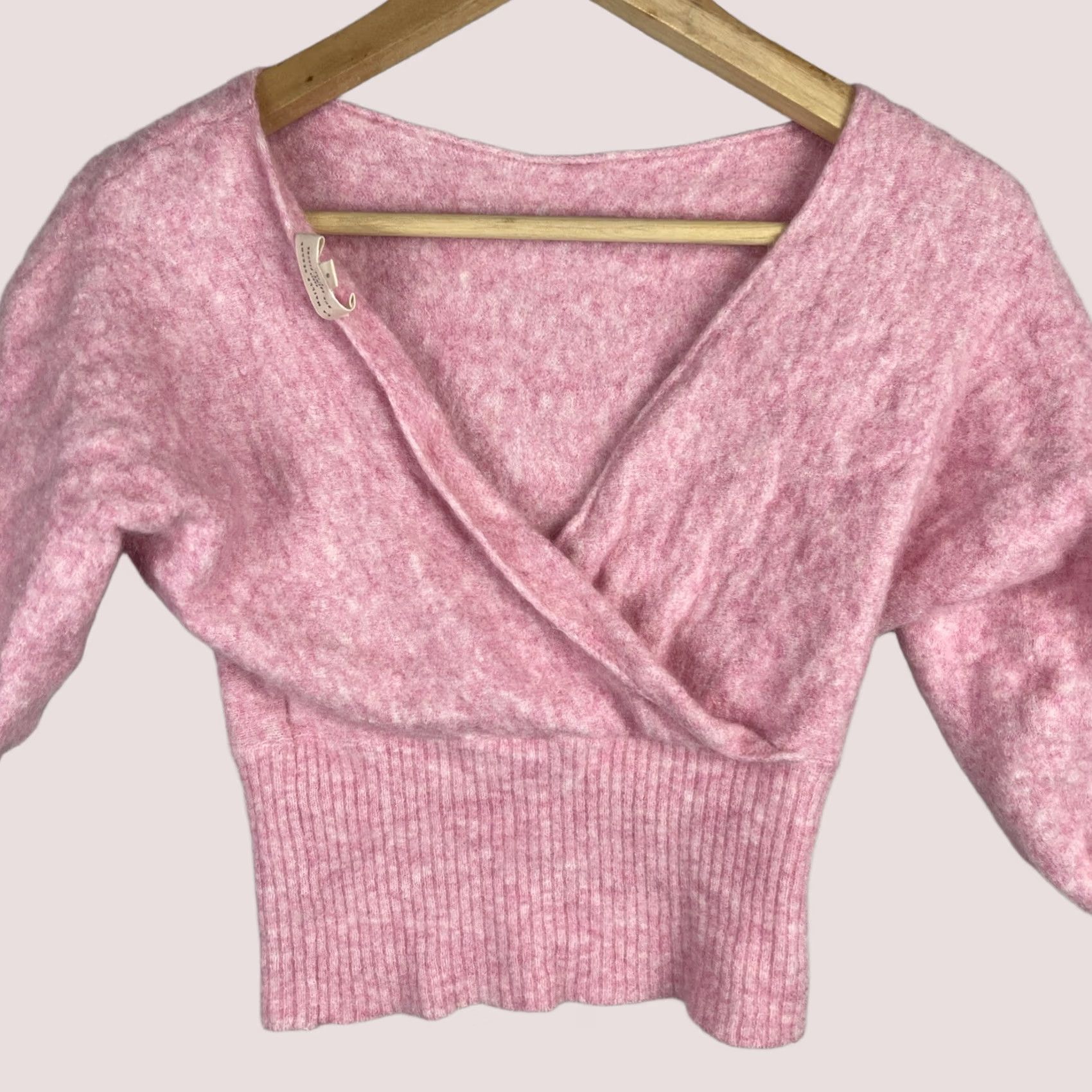 Vintage Sezane Sweater Shirt Womens Small Pink V-Neck Mohair Wool Blend Knit Size S / US 4 / IT 40 - 1 Thumbnail