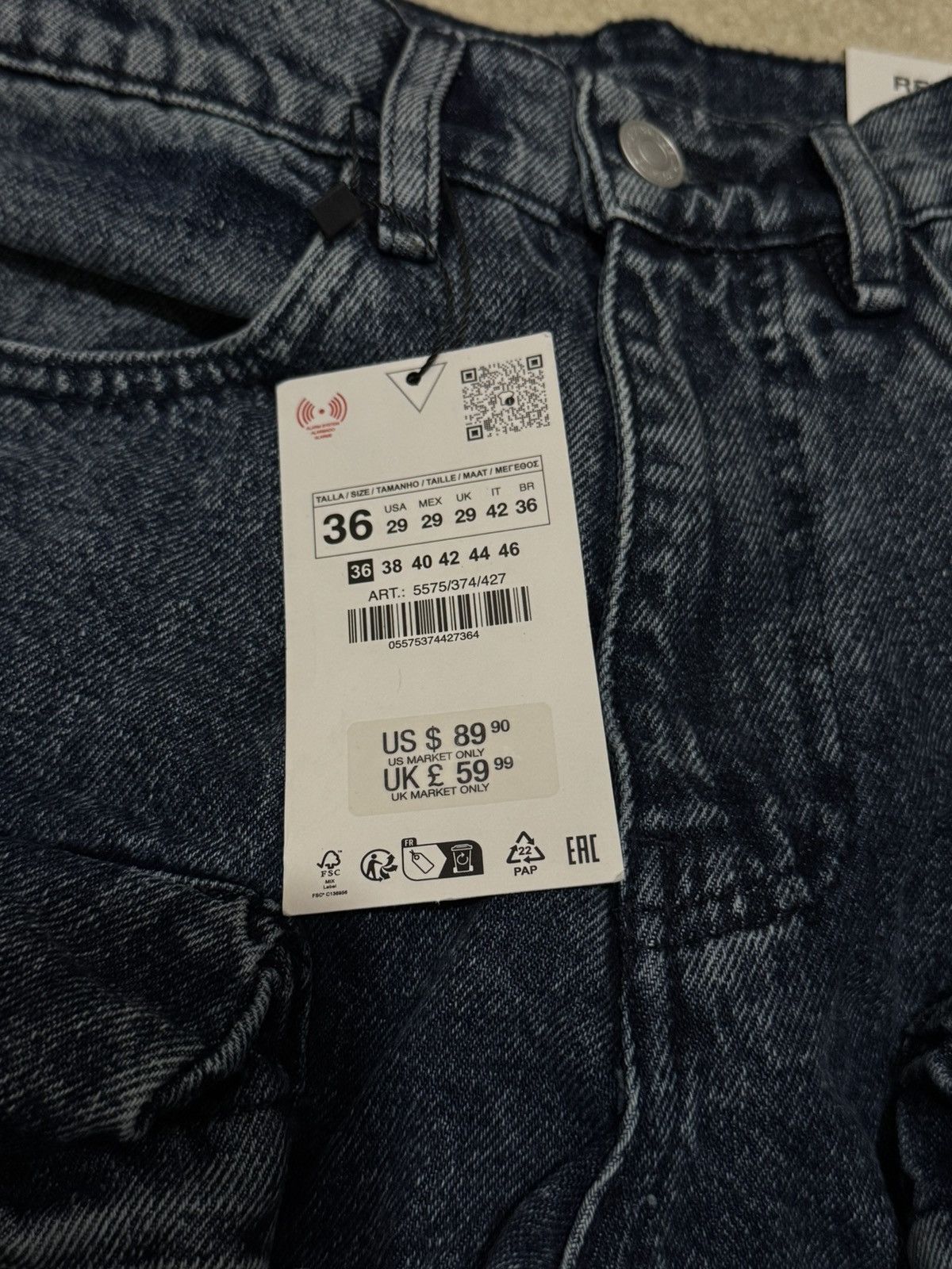 Zara Baggy Cargo Pocket Jeans Size US 29 - 5 Thumbnail