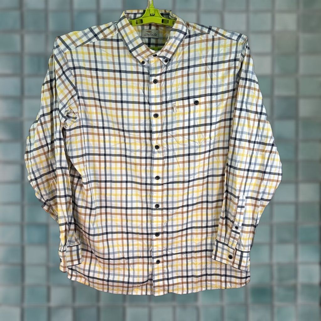 Vintage VINTAGE Bob Timberlake Men's Casual Plaid Button-Down Shirt XLT Long Sleeve Yellow Cotton All Seasons Size US XL / EU 56 / 4 - 1 Thumbnail