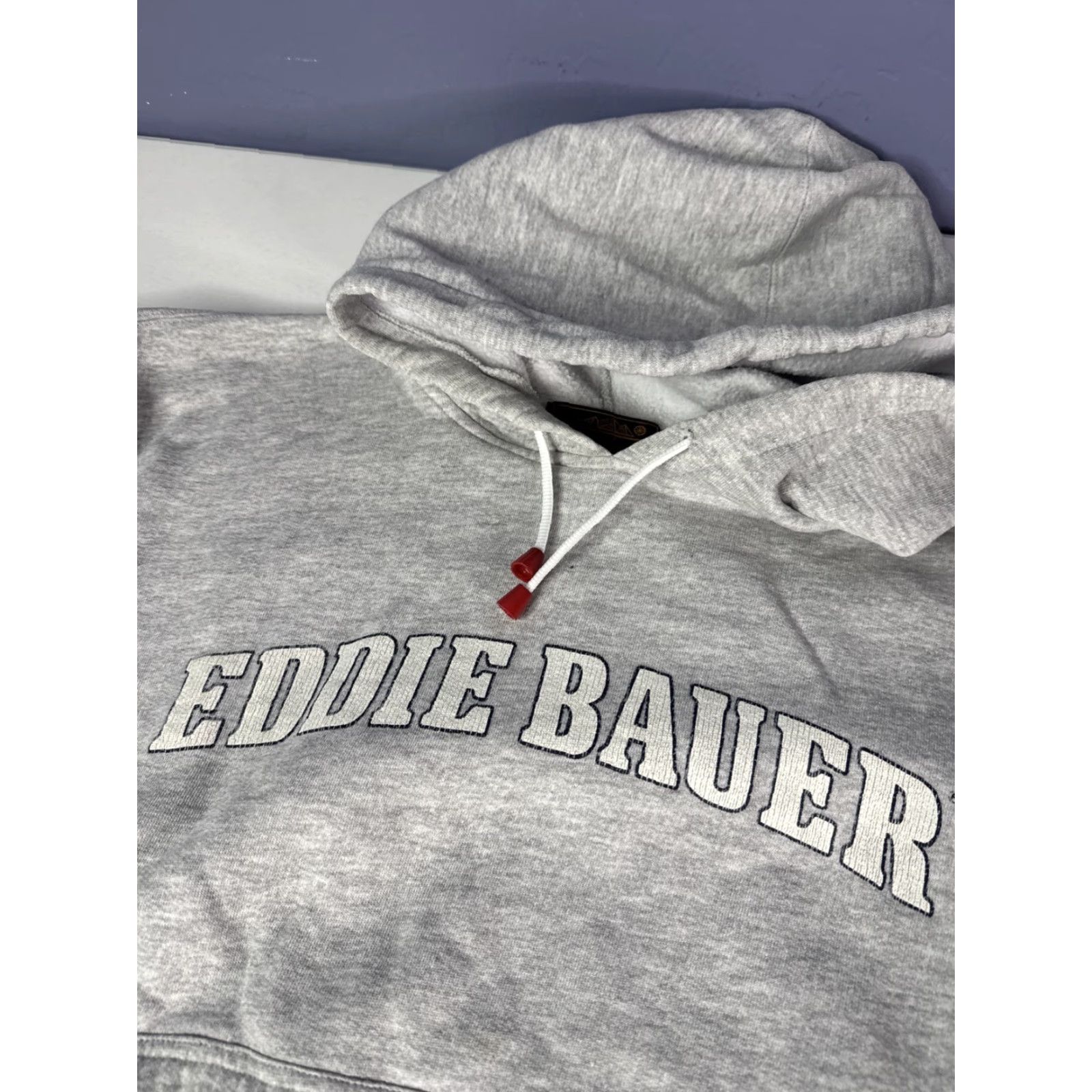 Eddie Bauer VINTAGE Eddie Bauer Hoodie Sweatshirt Sz L Spell Out Heather Gray Mens Pullover Regular Size L Gray Size US L / EU 52-54 / 3 - 2 Thumbnail