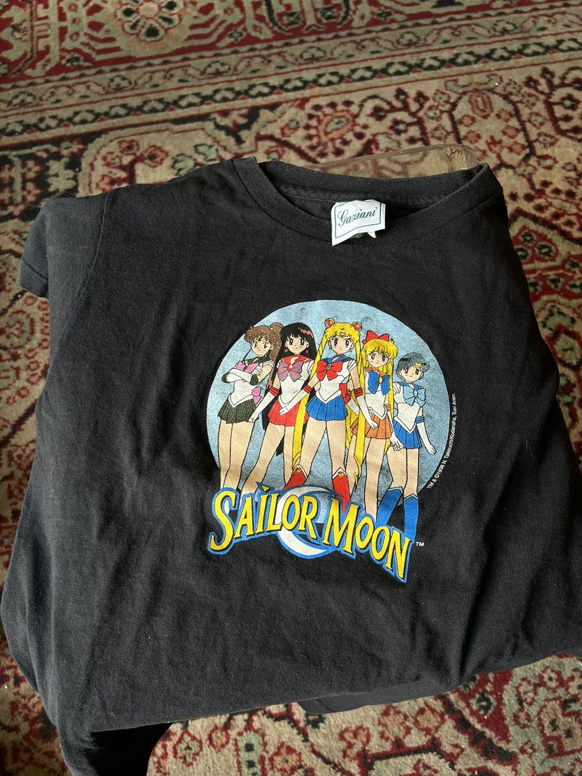 image of Anima x Vintage 1998 Sailor Moon Anime Manga Promo Takeuchi Kodansha Tee in Black, Men's (Size XS)