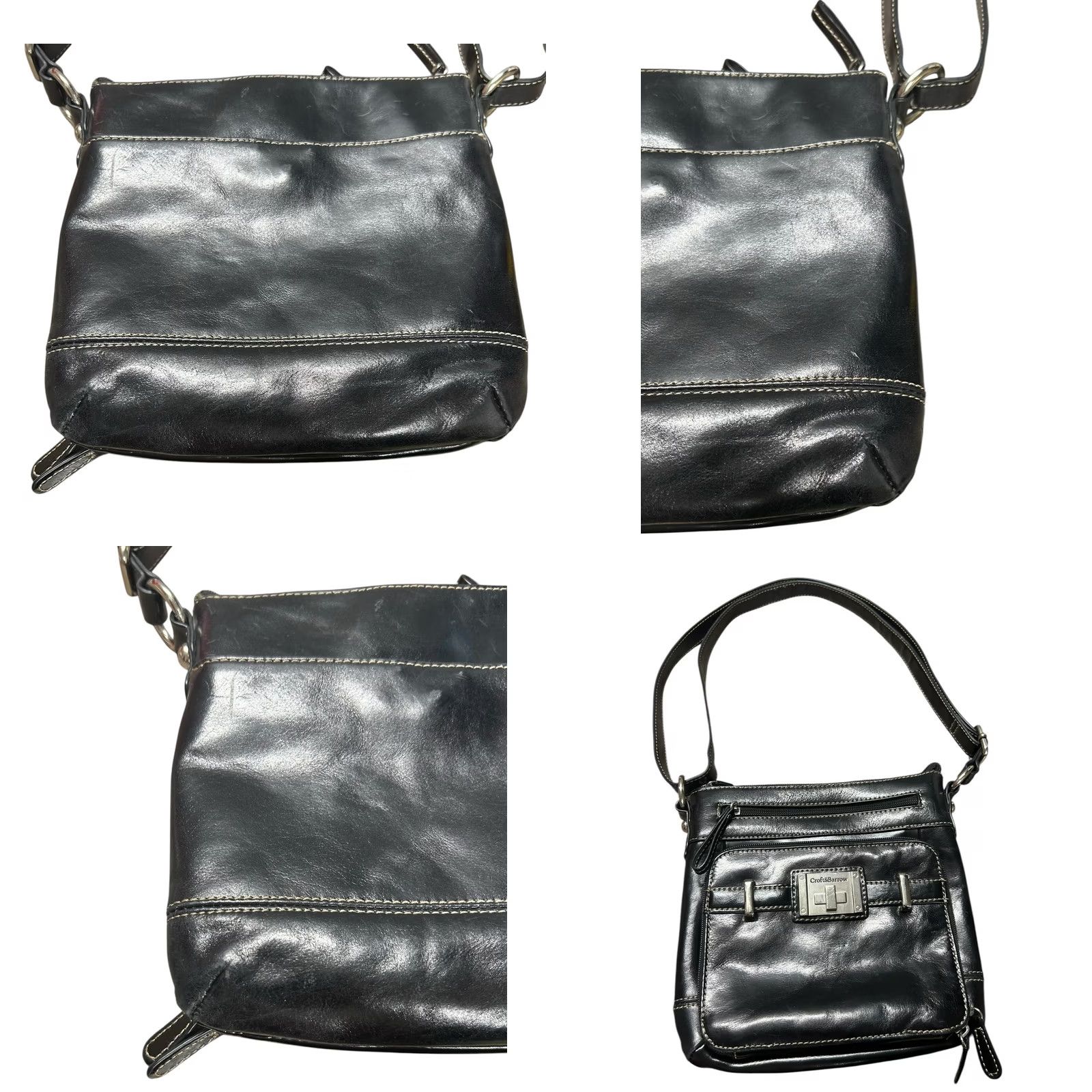 Croft & Barrow Croft & Barrow Black Leather Crossbody Purse Womens Shoulder Handbag Size ONE SIZE - 10 Thumbnail