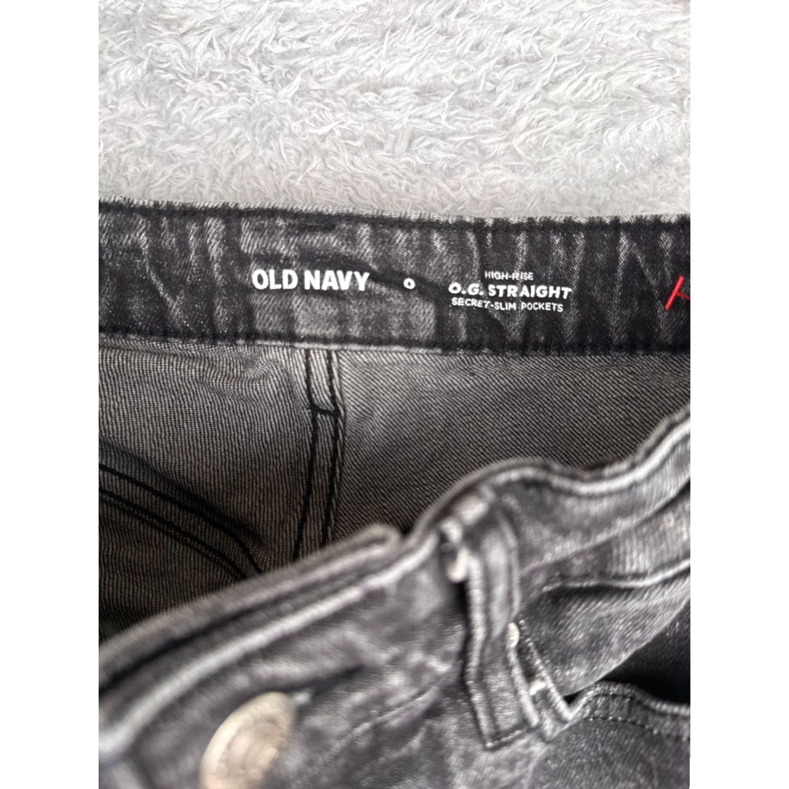 Old Navy Old Navy Jeans Women 0 Black Denim OG Straight Distressed Cotton High Rise 24x26 Size 25" / US 0 / IT 36 - 6 Thumbnail