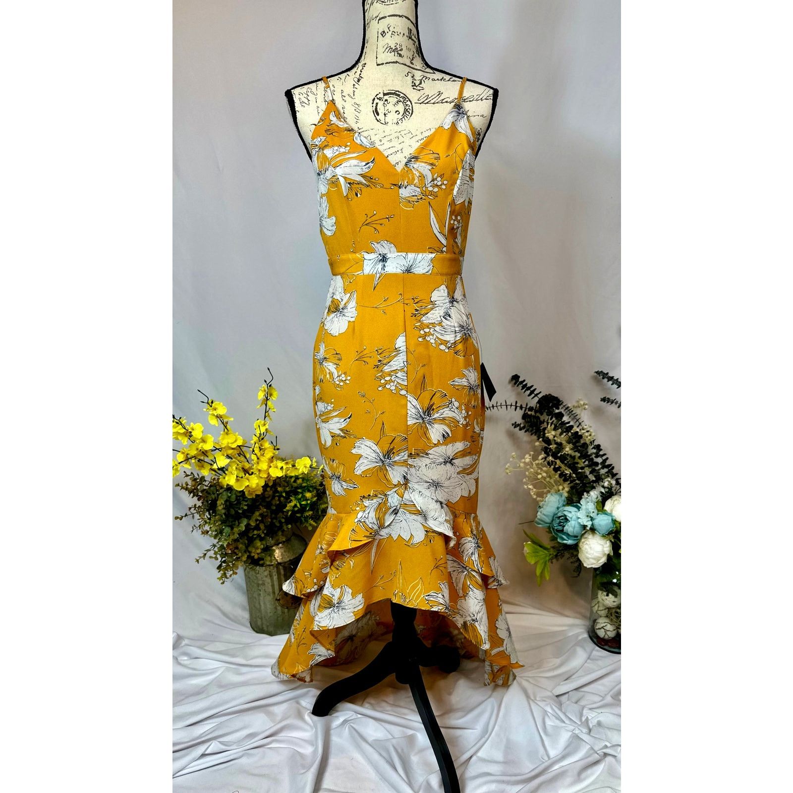 Other Lulu’s Darling Daylily Mustard Floral Hi-Lo Maxi Dress M Size M / US 6-8 / IT 42-44 - 6 Thumbnail