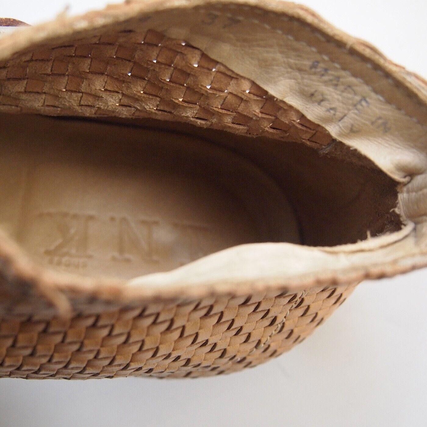 Designer INK I.N.K. Boots Buckle Beige Braided Leather US 7 EU 37 Size US 7 / IT 37 - 7 Thumbnail