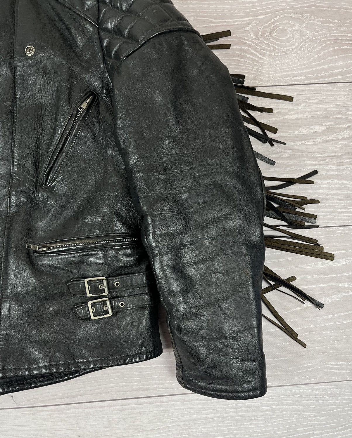 Genuine Leather Vintage Avante Garde Black Leather Biker Jacket L Size Size US L / EU 52-54 / 3 - 7 Thumbnail