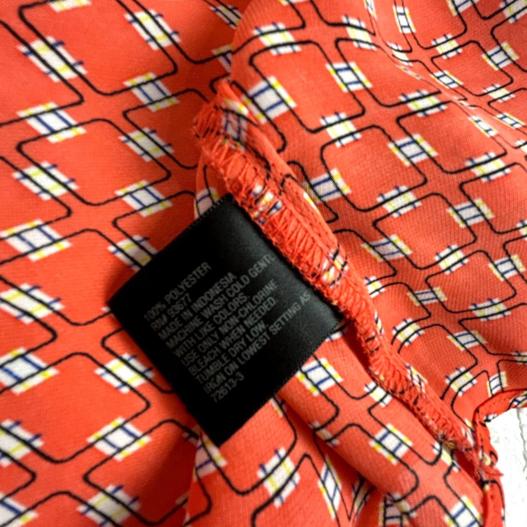 Worthington Worthington Orange Geometric Print Pleated Cap Sleeve Blouse Top Large Womens Size L / US 10 / IT 46 - 4 Thumbnail