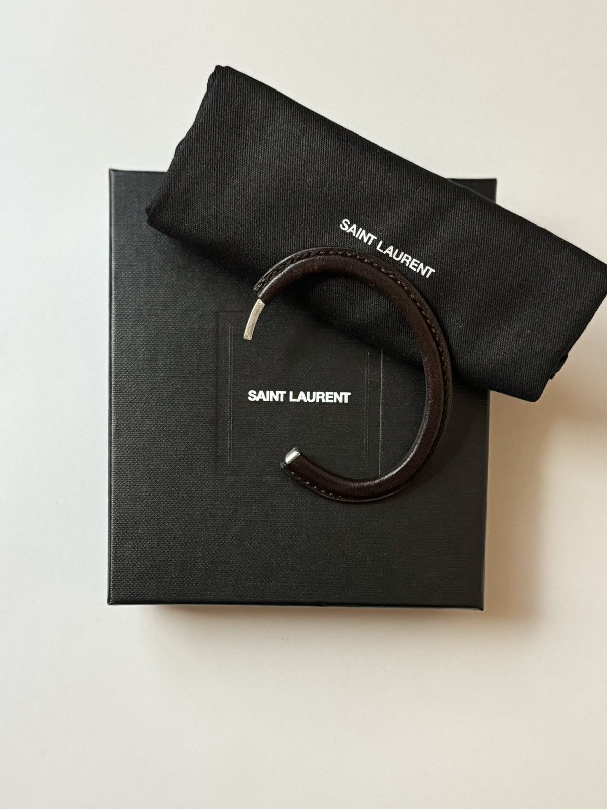 Saint Laurent Paris Saint Laurent Paris Leather Metal Cuff Bracelet Size ONE SIZE - 6 Thumbnail