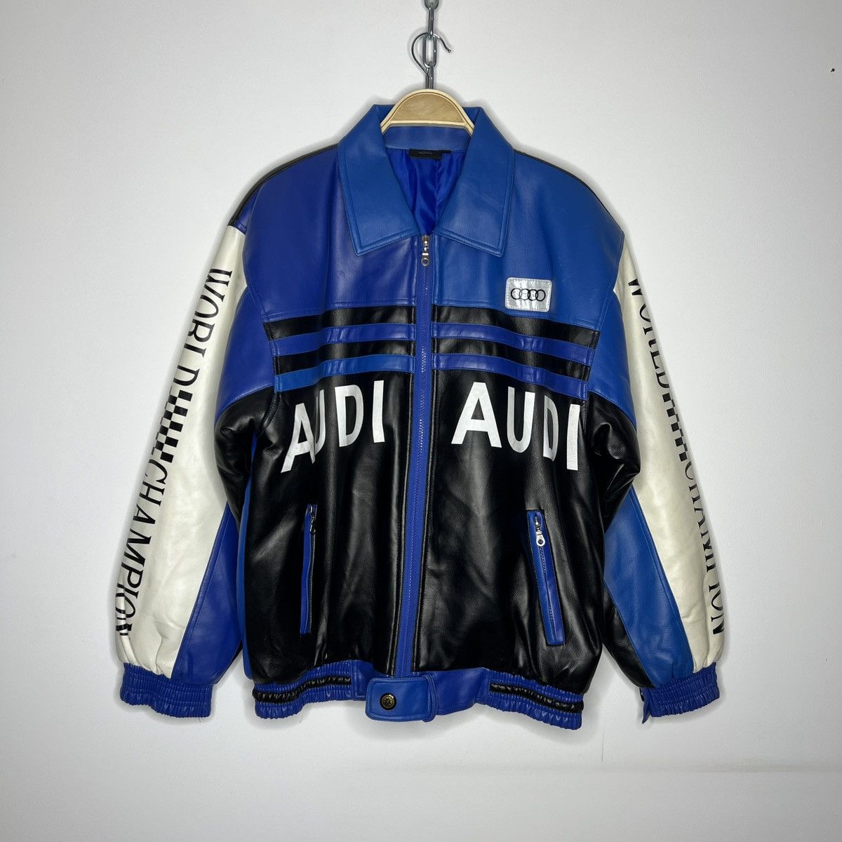 Other Vintage Audi Leather Racing Moto Bomber Jacket 90s Y2K RARE Size US M / EU 48-50 / 2 - 1 Thumbnail