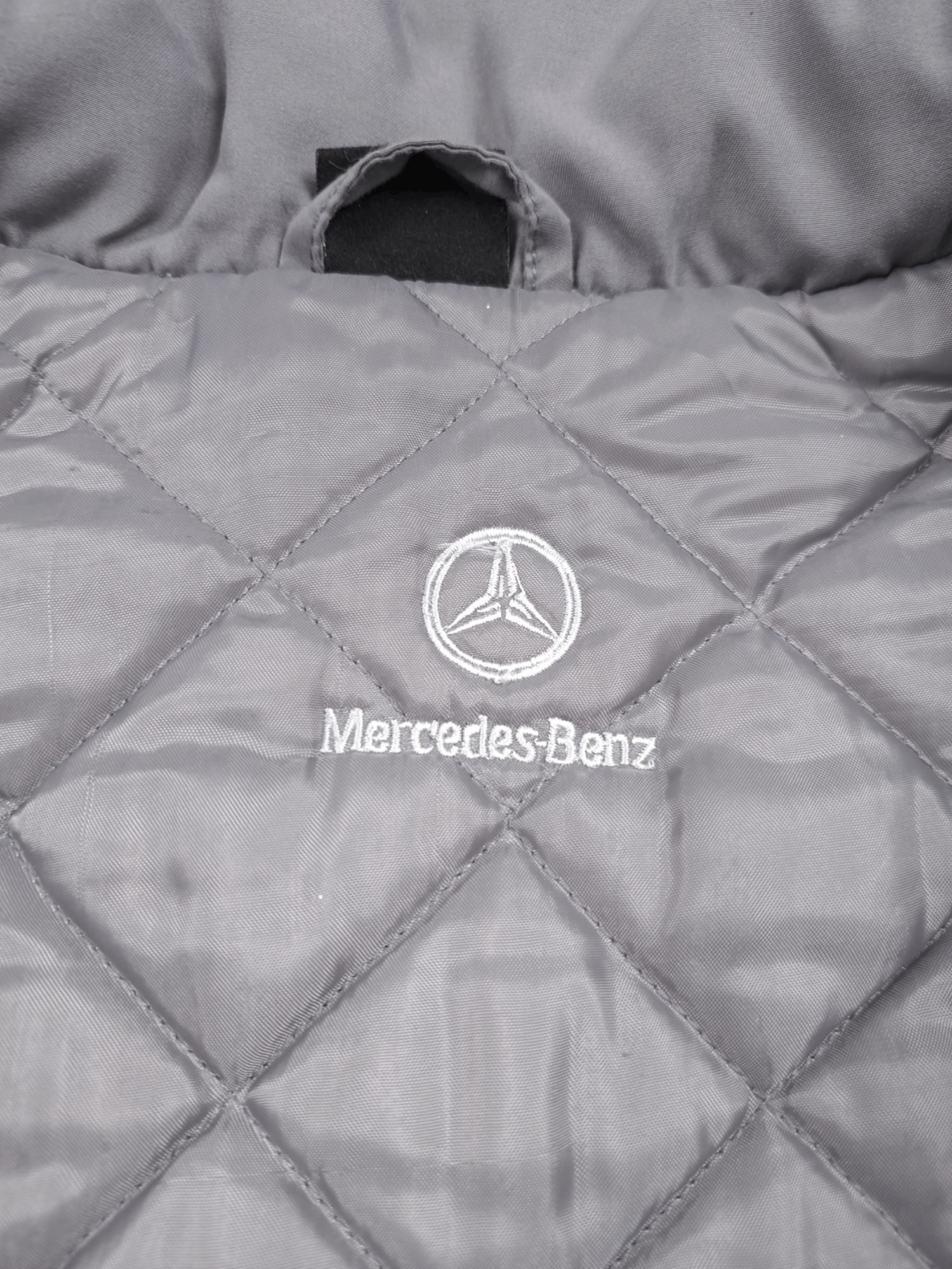 Mercedes-Benz 💎 Vintage Gray Quilted Bomber Jacket Racing Y2K 90s Size US L / EU 52-54 / 3 - 7 Thumbnail