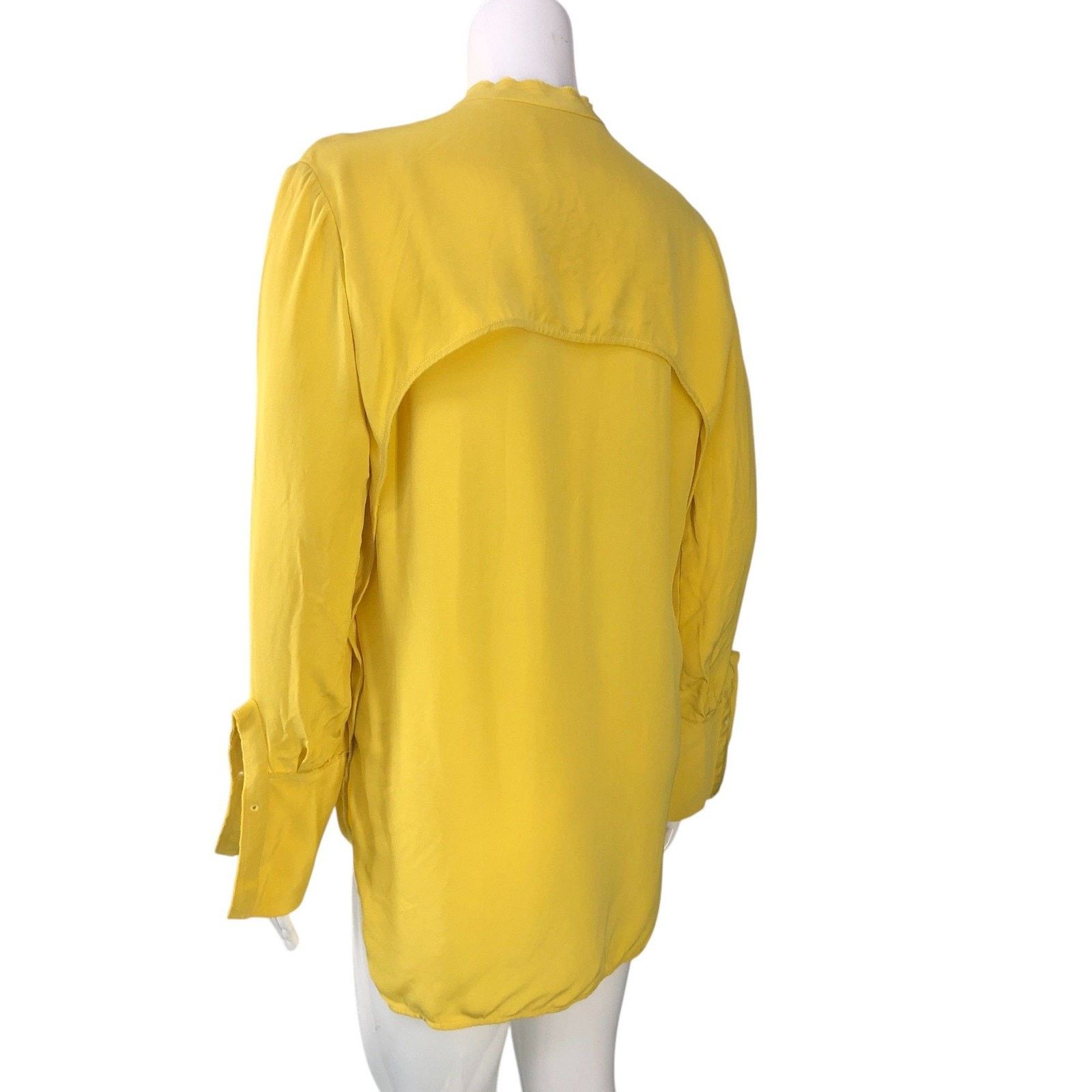 3.1 Phillip Lim 3.1 Phillip Lim Blouse 4 Yellow Silk Bib Front Mandarin Size S / US 4 / IT 40 - 6 Thumbnail