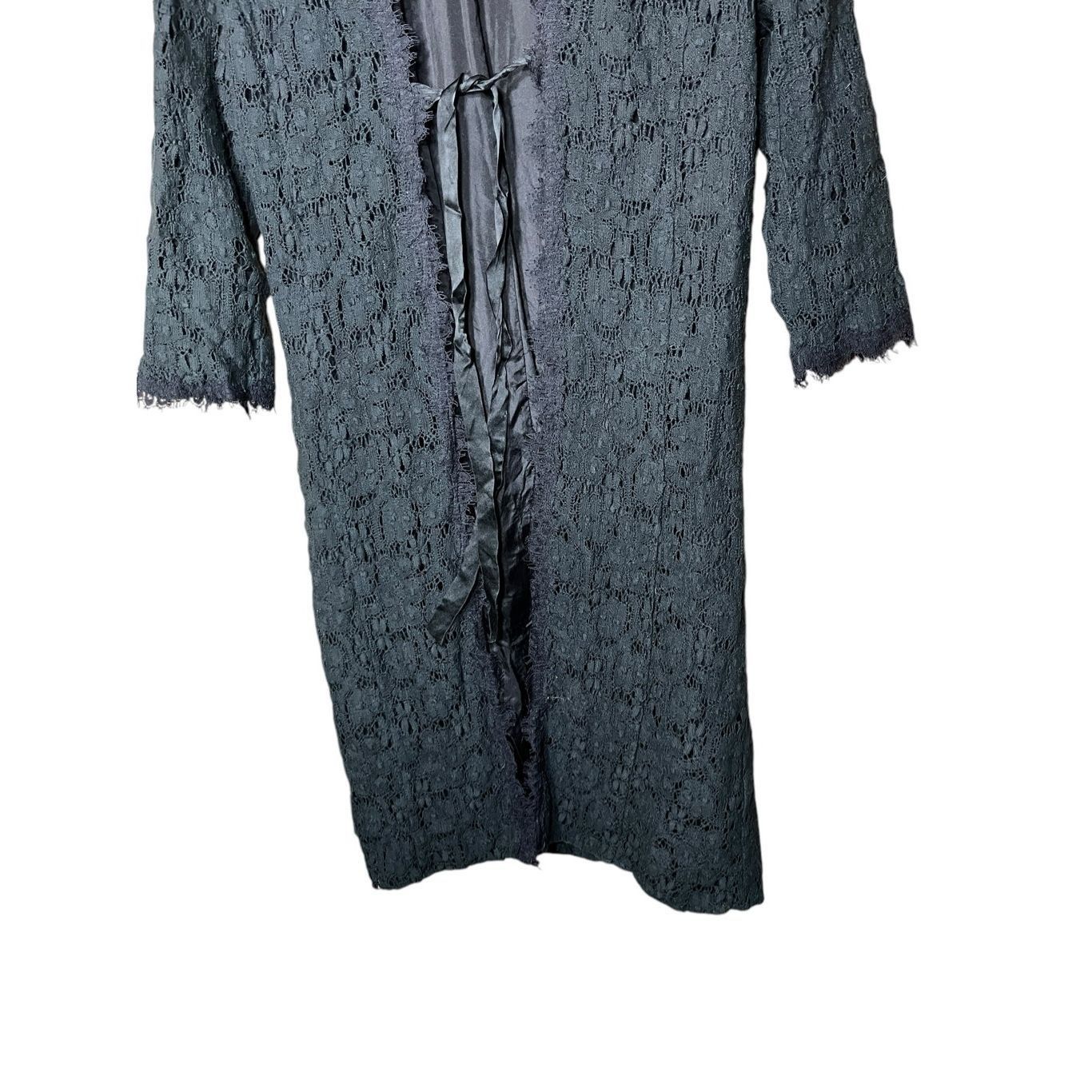 Other Miguelina Black Crochet Long Line Cardigan Duster Size Large Size L / US 10 / IT 46 - 3 Thumbnail
