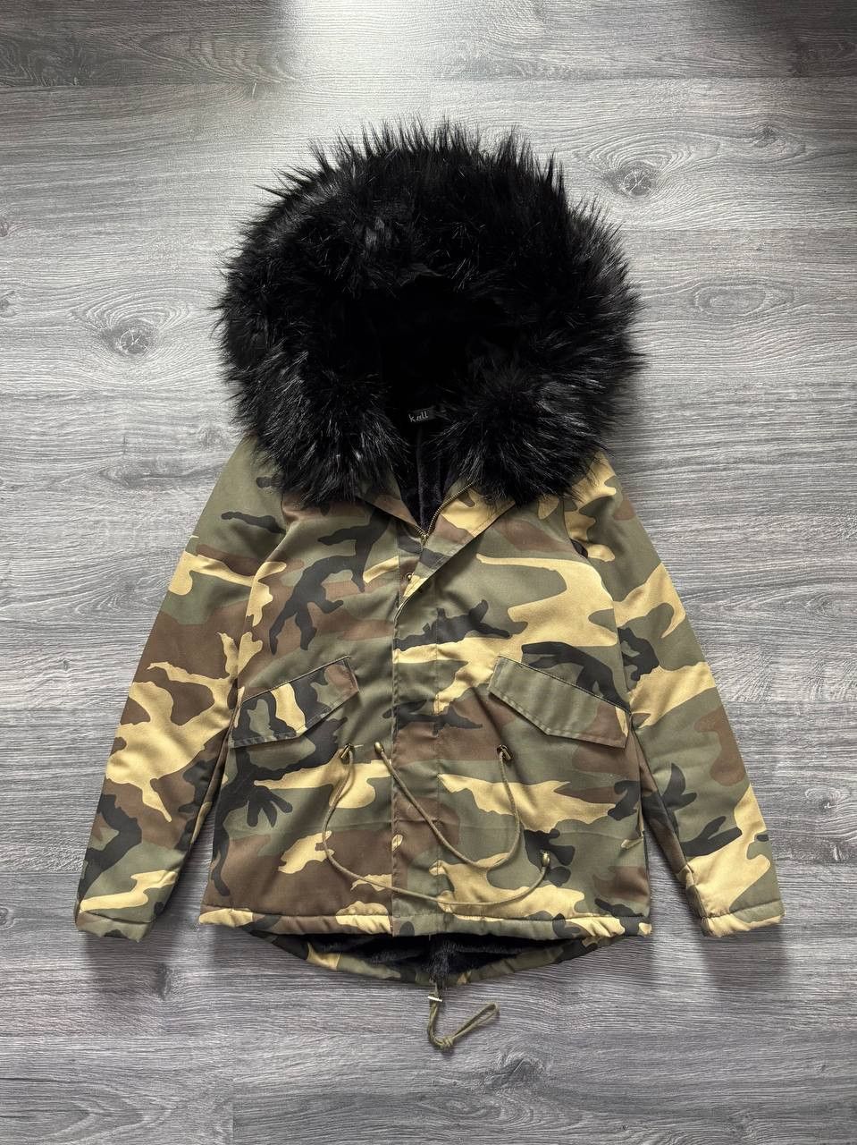 Japanese Brand Y2K Faux Fur Camo Parka Jacket Japan Style Size S / US 4 / IT 40 - 1 Thumbnail