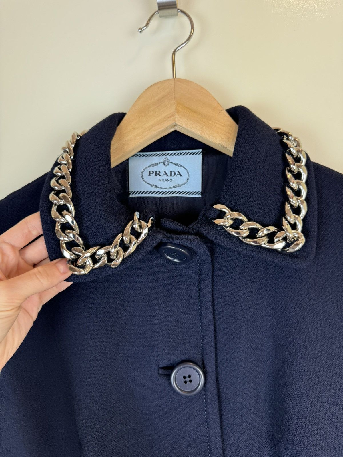 Prada Prada Wool blue midi dress gown evening casual chain collar Size M / US 6-8 / IT 42-44 - 9 Thumbnail