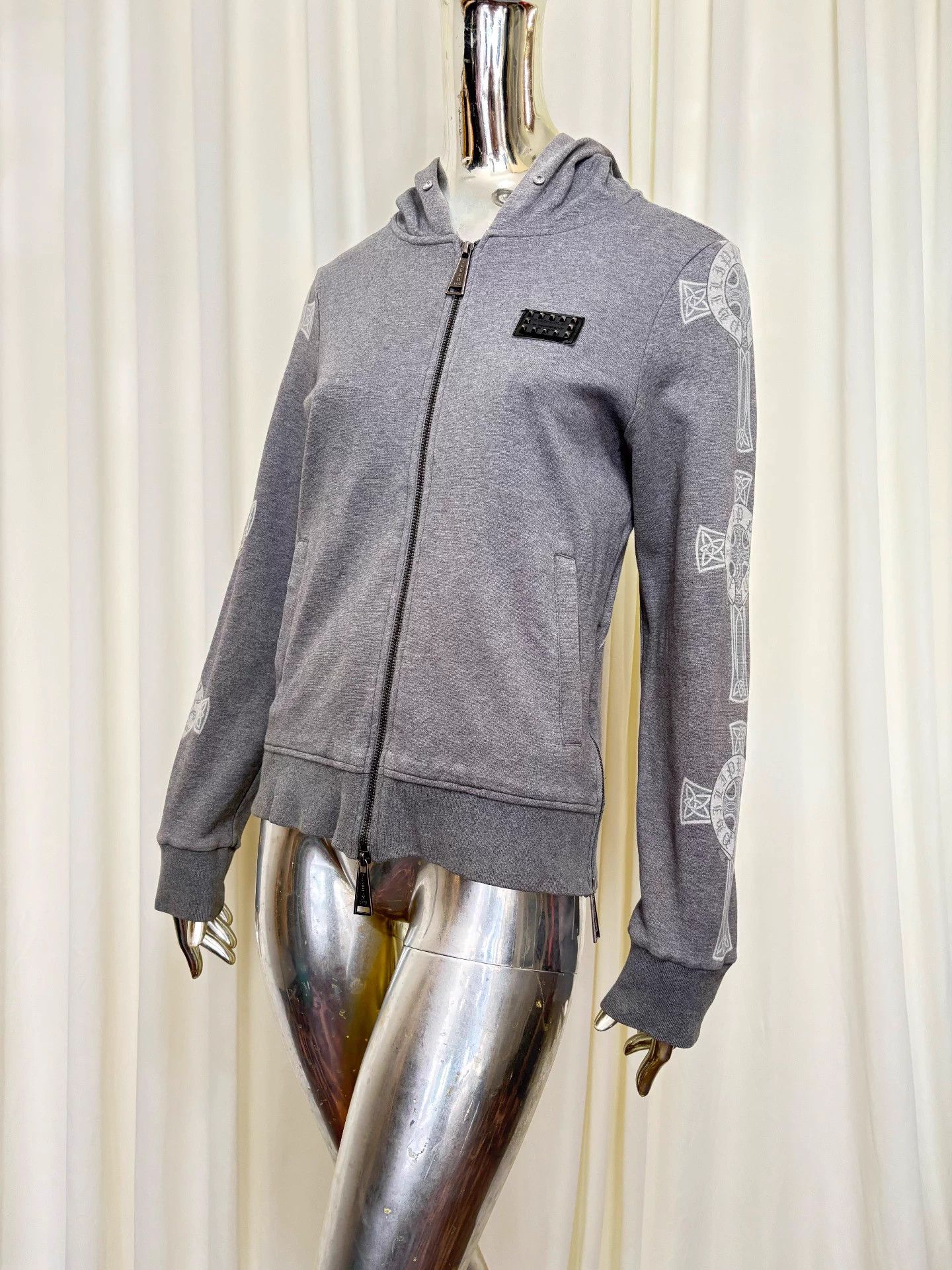Philipp Plein PP Men's Gray Limited Skull Sanskrit Zip Rivet Hooded Jkt Size US M / EU 48-50 / 2 - 4 Thumbnail