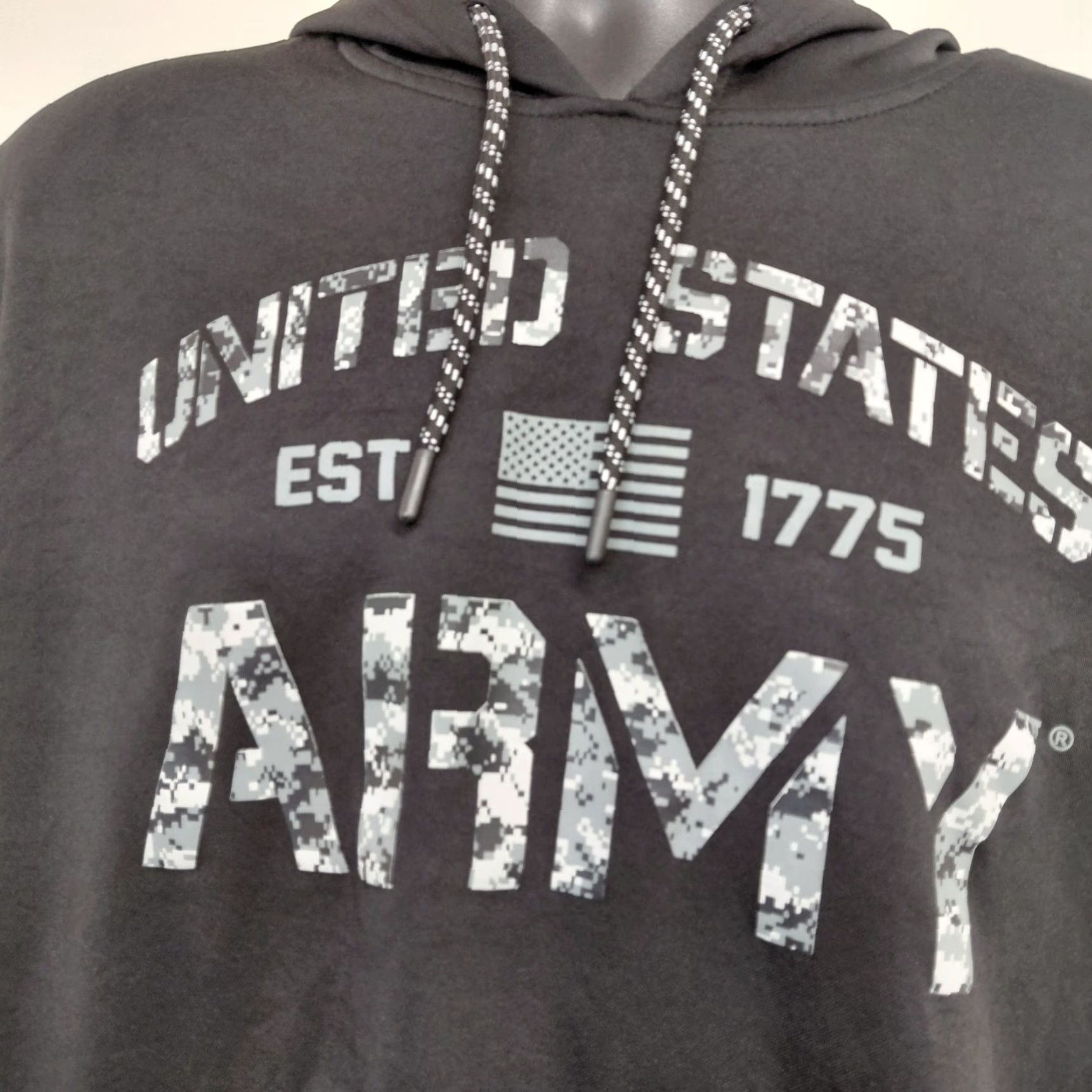 KangaROOS US Army Pullover Hoodie Women XL Black Camo Long Sleeve Kangaroo Pocket Hoodie Activewear Autumn Winter Fall Womens XS? Size XL / US 12-14 / IT 48-50 - 4 Thumbnail